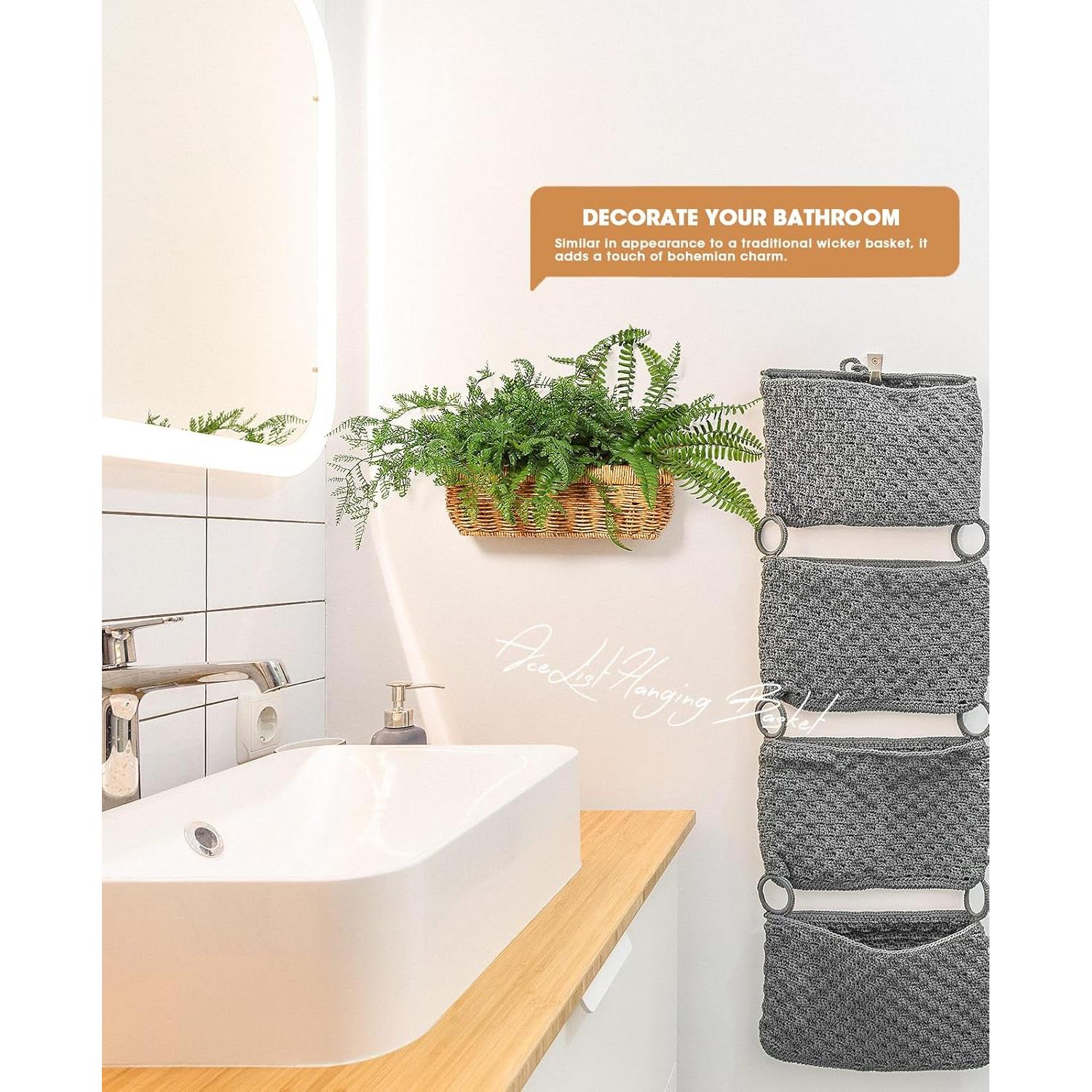 Cestas Colgantes AceList, Juego de 2 Tejidas a Mano Boho