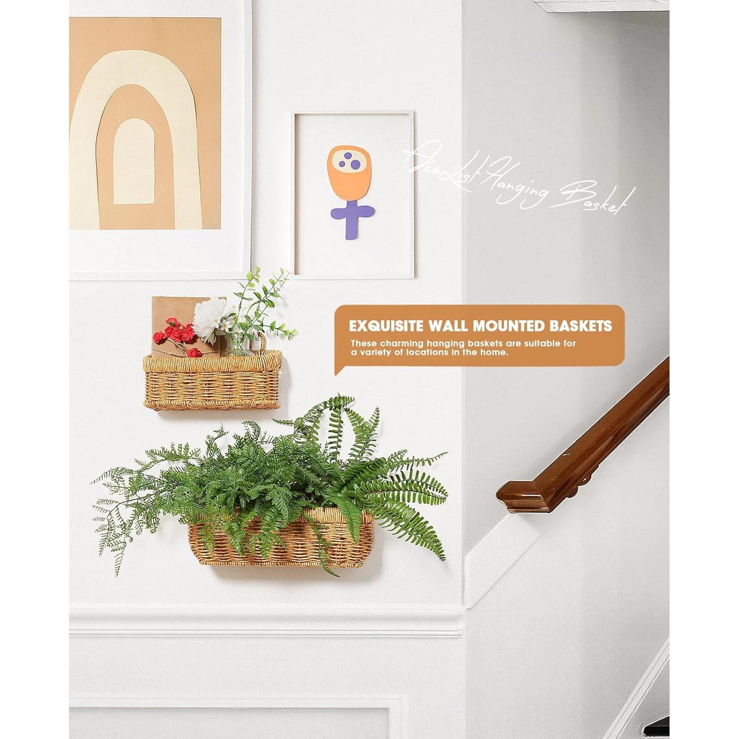 Cestas Colgantes AceList, Juego de 2 Tejidas a Mano Boho