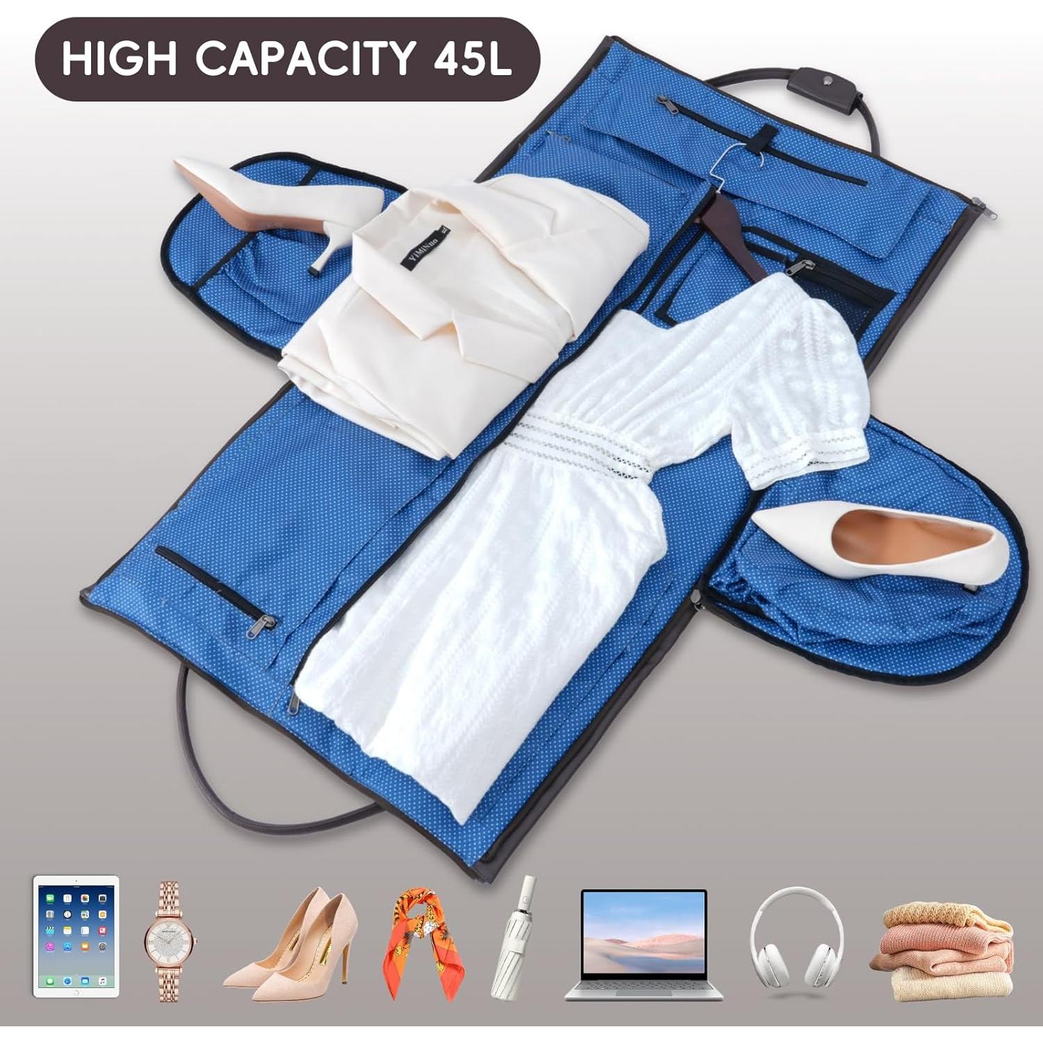 Bolsa de Piel Modoker 2-en-1 para Viaje y Traje - Marrón