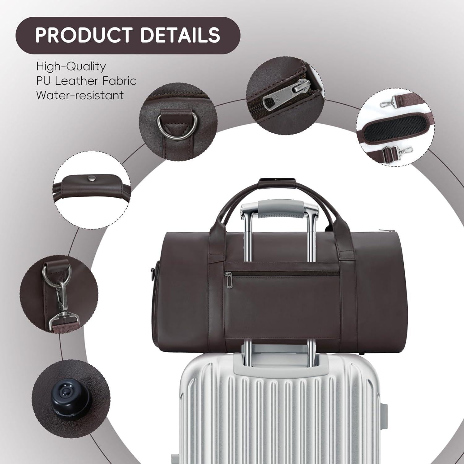 Bolsa de Piel Modoker 2-en-1 para Viaje y Traje - Marrón