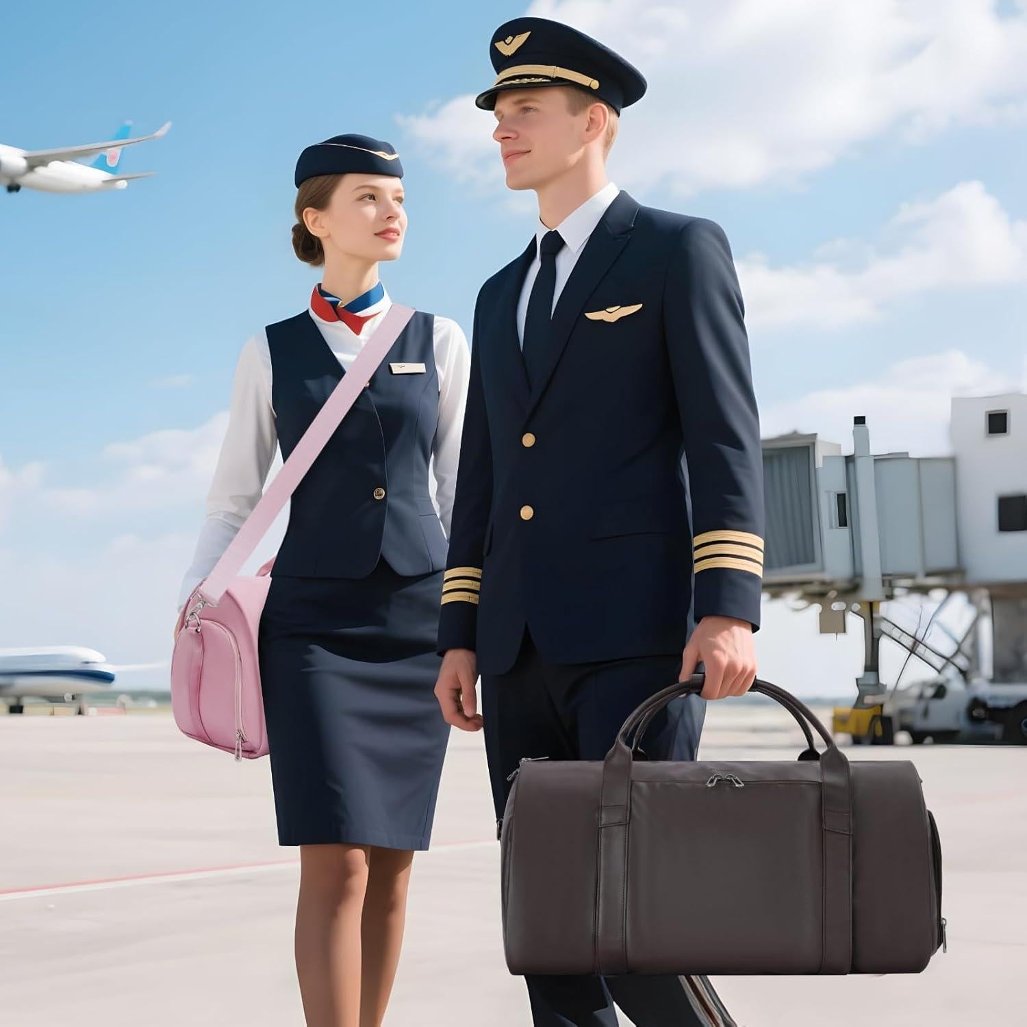 Bolsa de Piel Modoker 2-en-1 para Viaje y Traje - Marrón