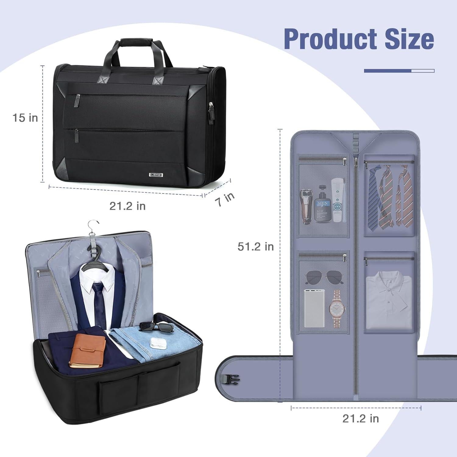 Bolsa de Prendas Rodante Lekeinchi 2-en-1 Plegable 53.9x17.8x38.1cm