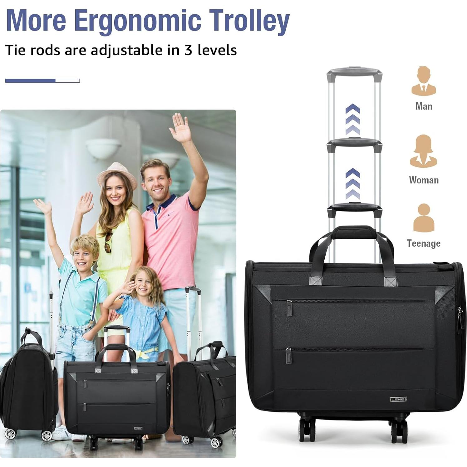 Bolsa de Prendas Rodante Lekeinchi 2-en-1 Plegable 53.9x17.8x38.1cm