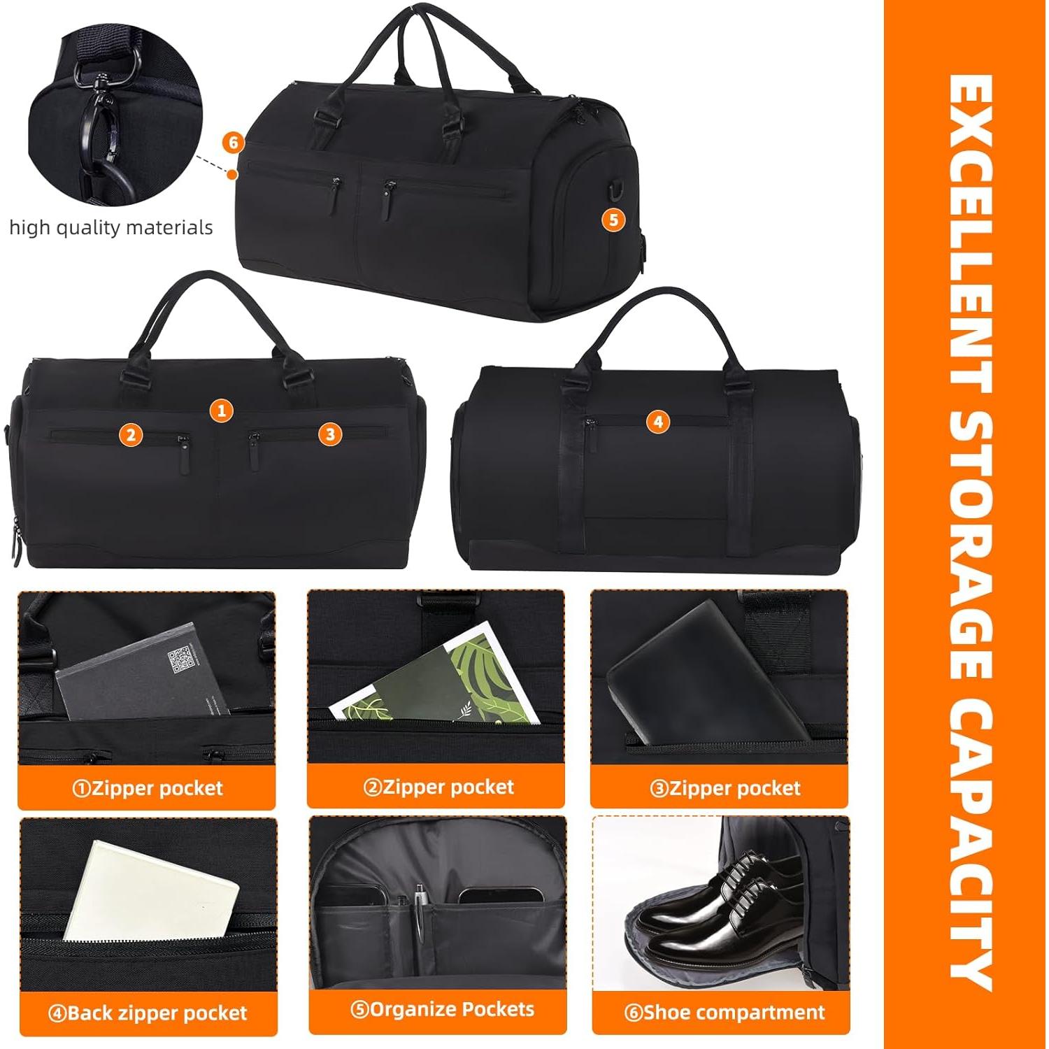 Bolsa Duffle OPOALO 2 en 1 para Ropa y Traje - Negro