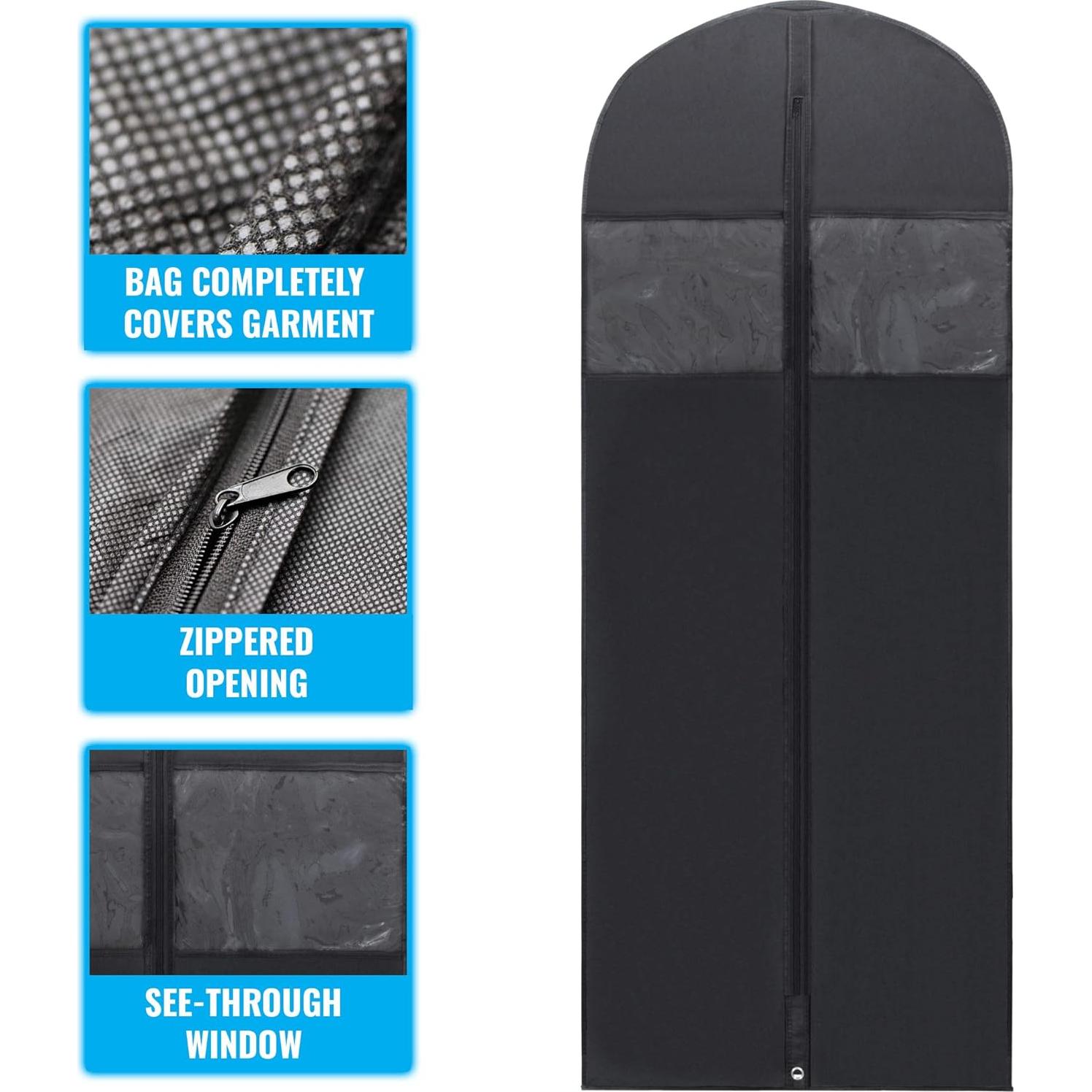 Bolsas de Ropa Negras Plixio 60" x 24" - Paquete de 6