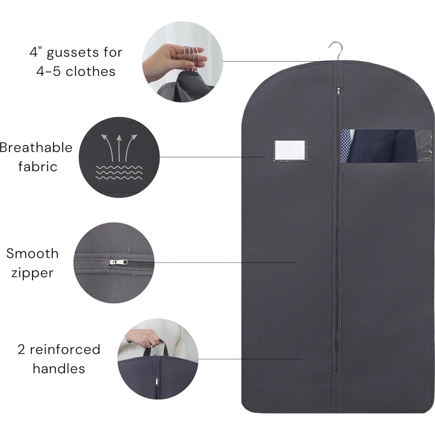 Bolsas de Ropa para Colgar CONMEOCON 43" Gris - 6 Piezas