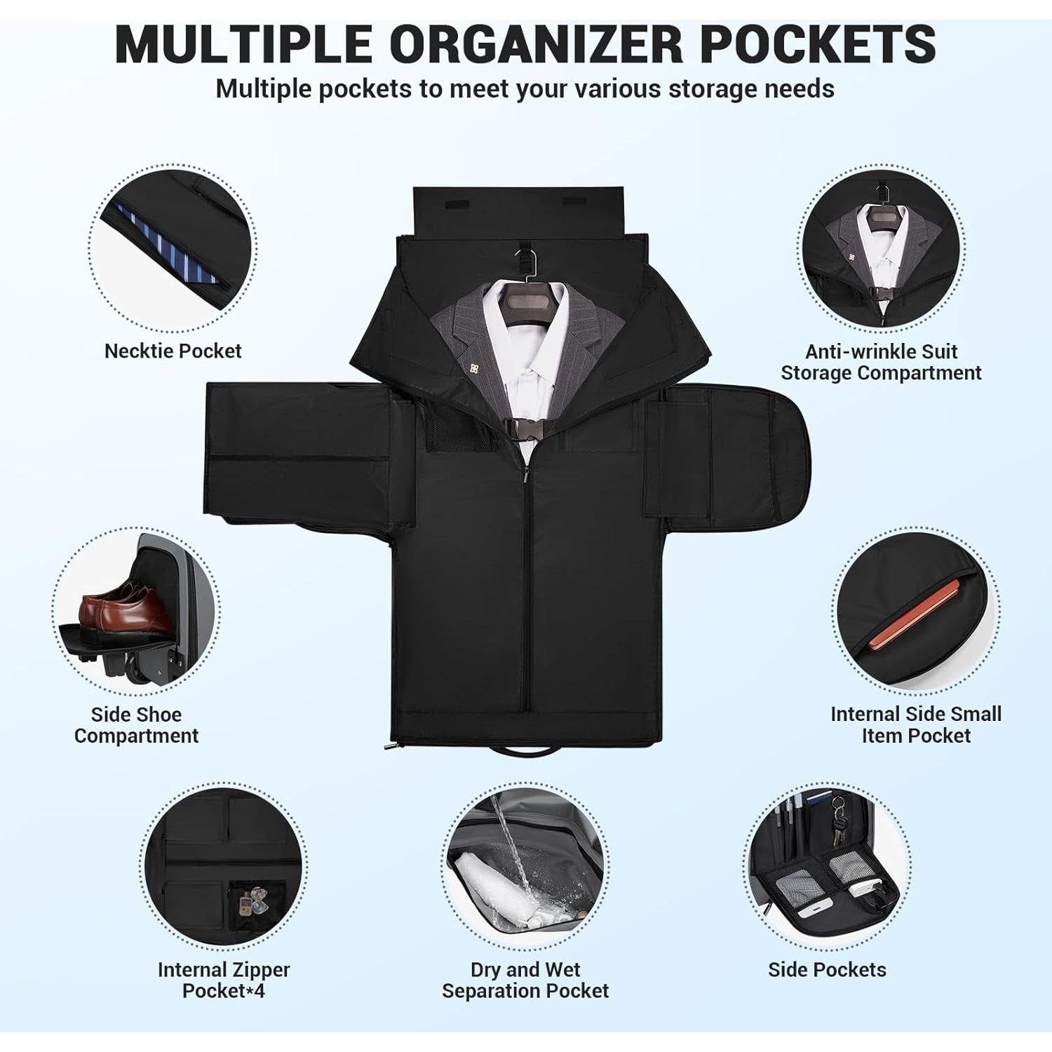 Bolsa de Prendas Rodante DEVPNR 59L Gris 3 en 1 con Ruedas