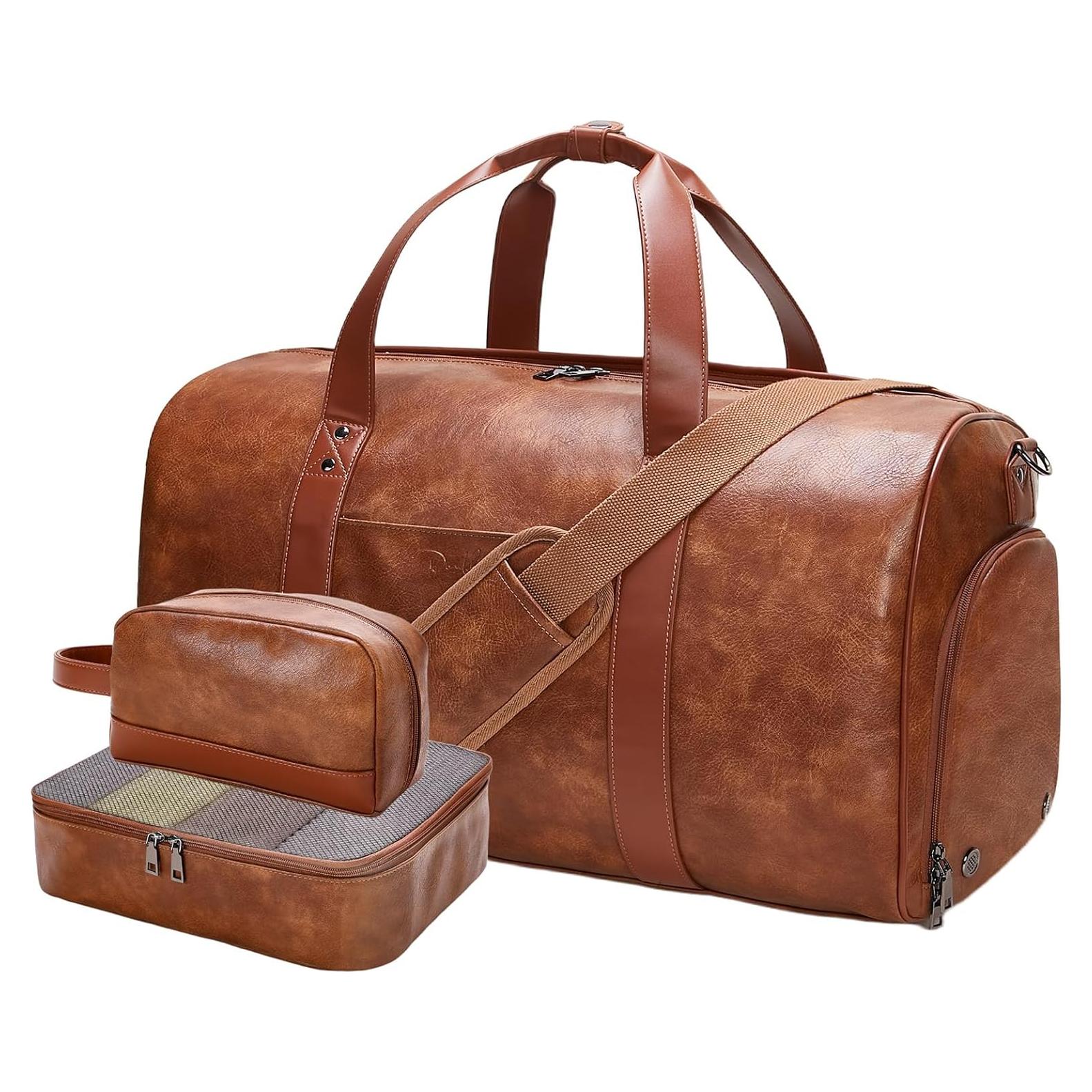 Bolsa de Viaje de Cuero 3 en 1 Double Bus 55.88x27.94cm