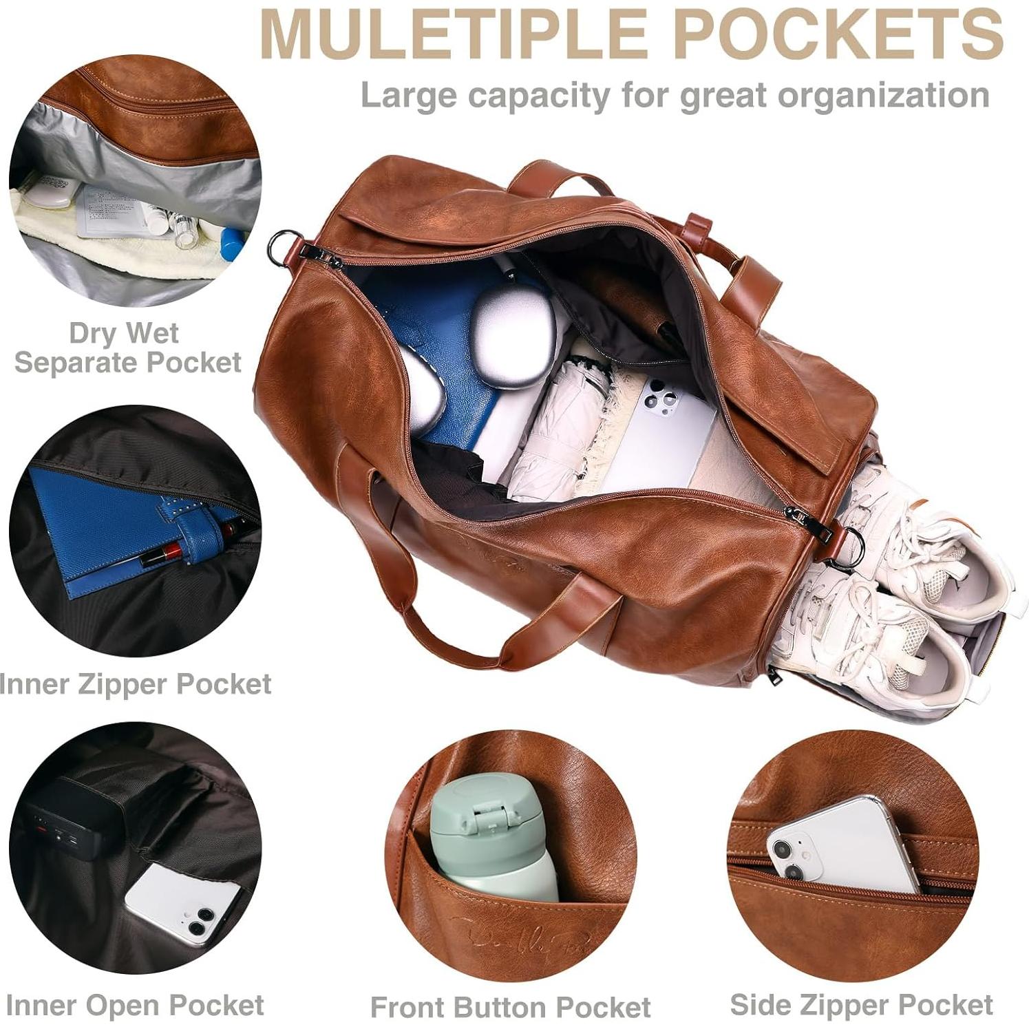 Bolsa de Viaje de Cuero 3 en 1 Double Bus 55.88x27.94cm