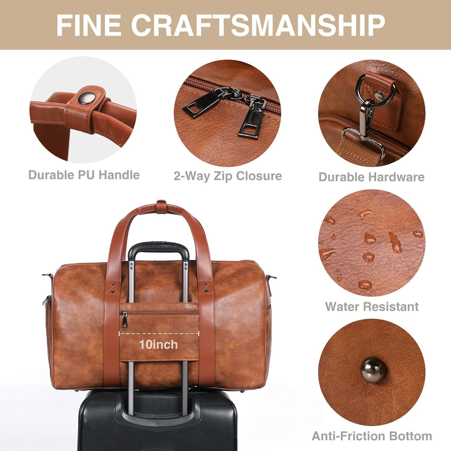 Bolsa de Viaje de Cuero 3 en 1 Double Bus 55.88x27.94cm