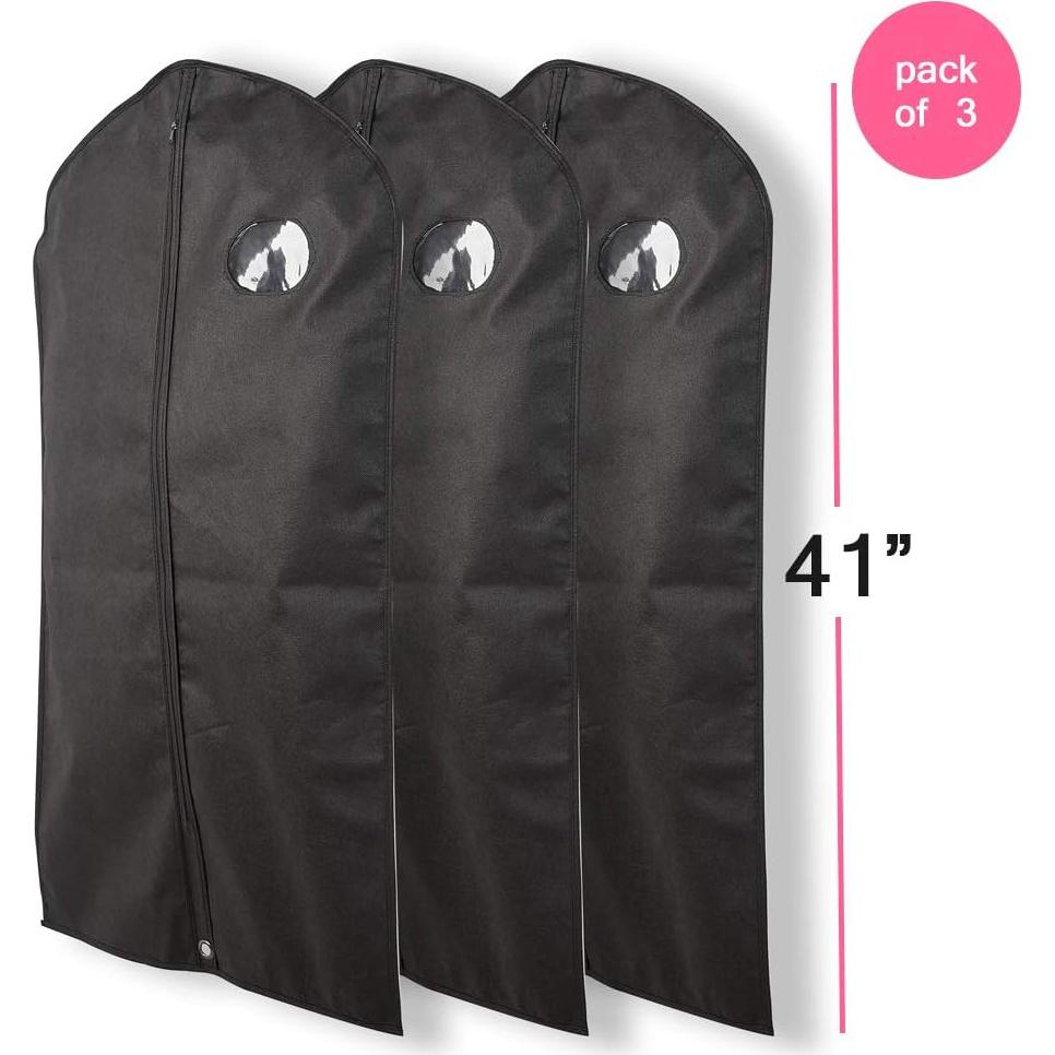 Paquete de 3 Bolsas de Traje Colgantes Semapak 104.88 cm Negras
