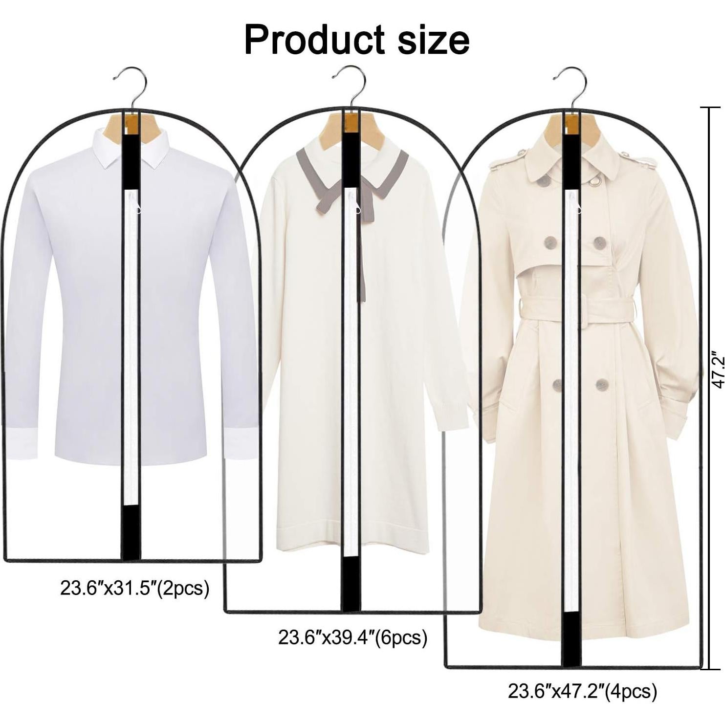 Juego de 12 Fundas de Ropa Pwsap Translúcidas con Cremallera