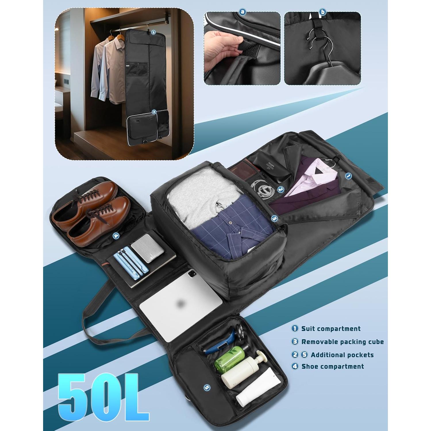 Bolsa Duffle Convertible 50L Smasrob con Compartimento para Zapatos