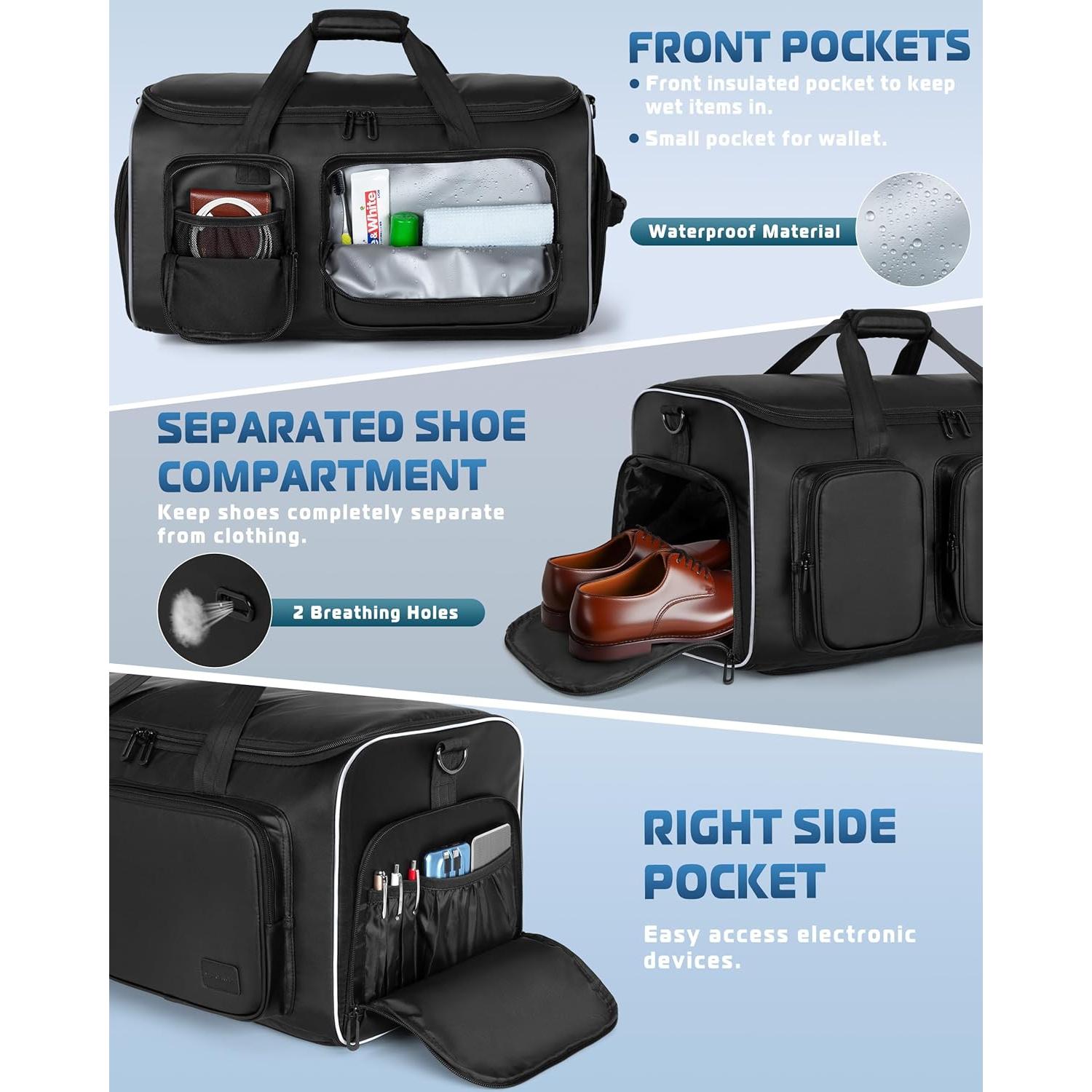 Bolsa Duffle Convertible 50L Smasrob con Compartimento para Zapatos