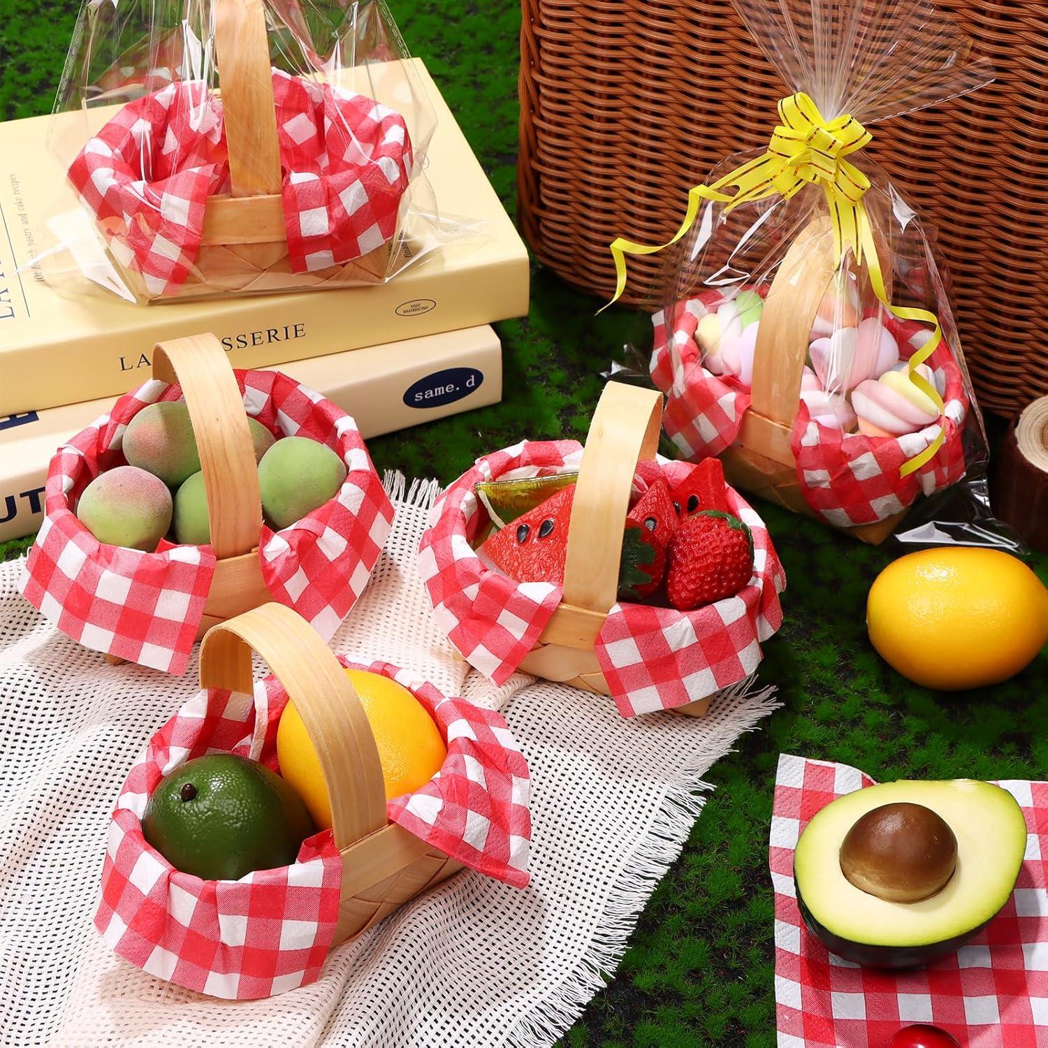 Set 24 Mini Cestas Tejidas Mkhaslri con Servilletas y Lazos