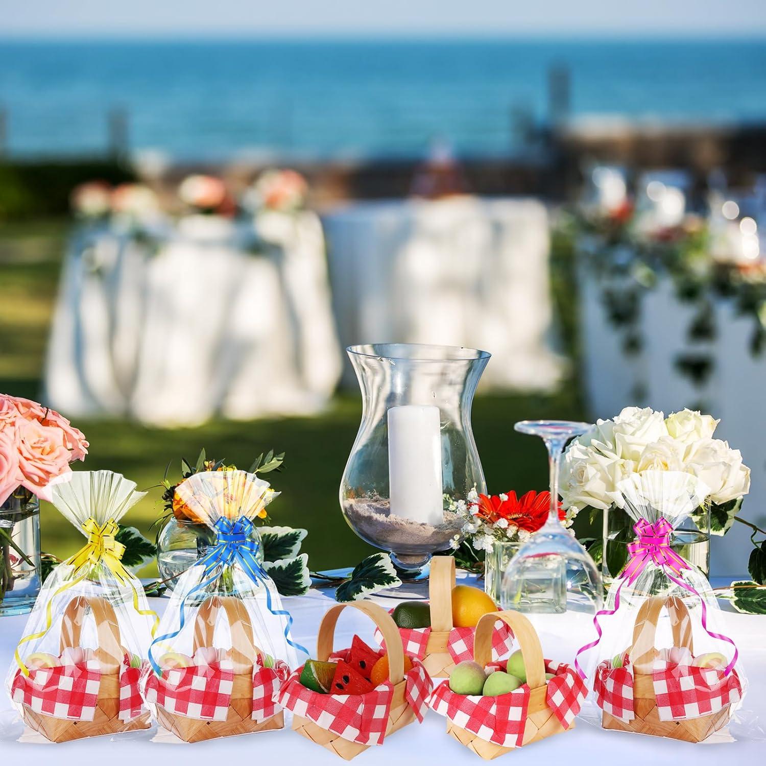 Set 24 Mini Cestas Tejidas Mkhaslri con Servilletas y Lazos