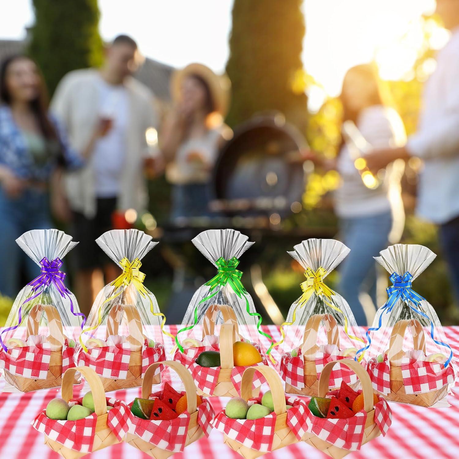 Set 24 Mini Cestas Tejidas Mkhaslri con Servilletas y Lazos