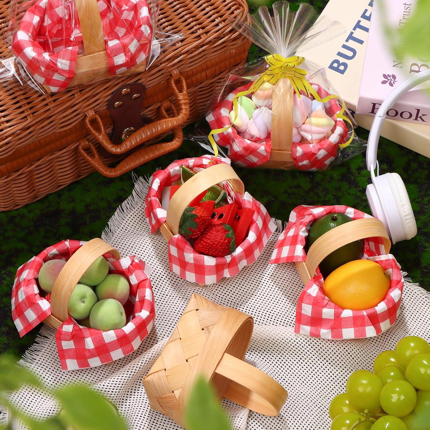 Set 24 Mini Cestas Tejidas Mkhaslri con Servilletas y Lazos