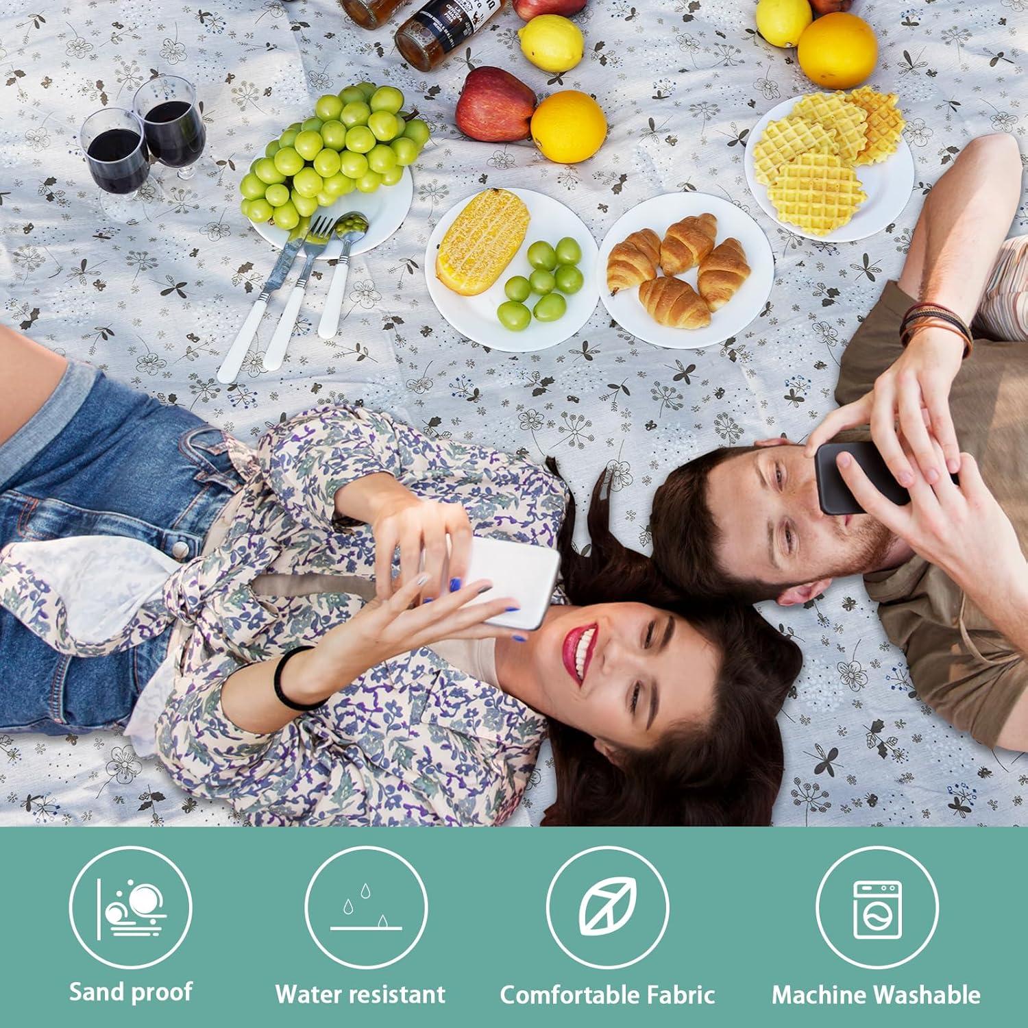 Manta de Picnic Grande WILLOW WEAVE Beige Impermeable 1.45x2.01m