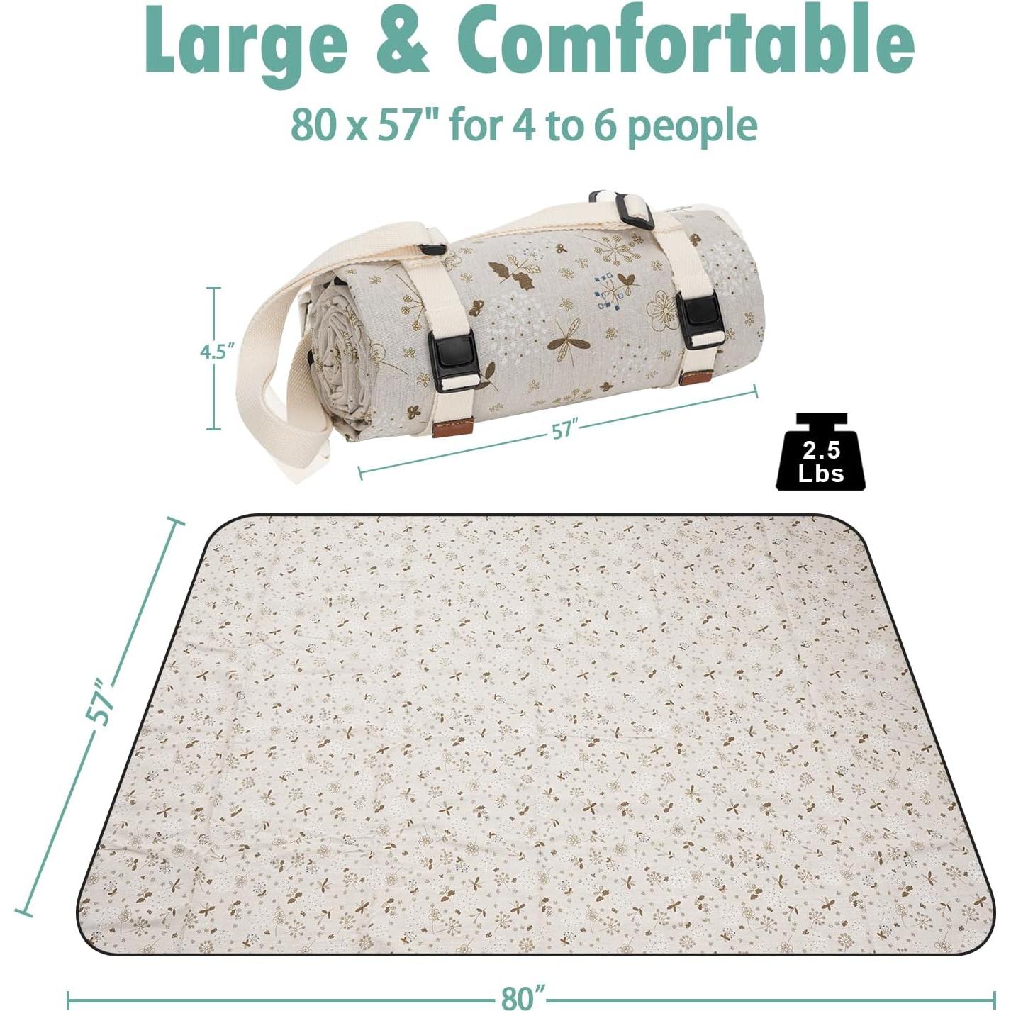 Manta de Picnic Grande WILLOW WEAVE Beige Impermeable 1.45x2.01m