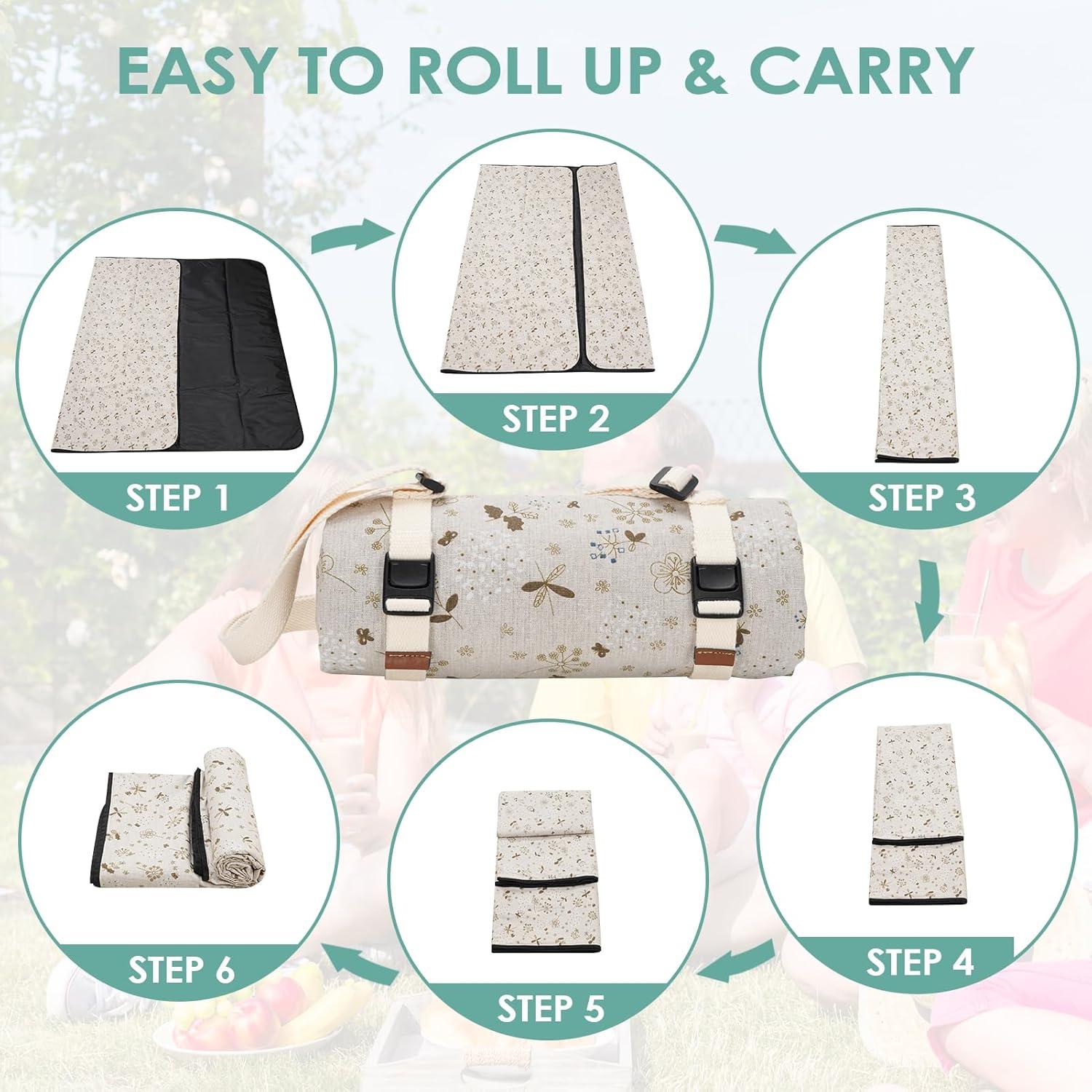 Manta de Picnic Grande WILLOW WEAVE Beige Impermeable 1.45x2.01m