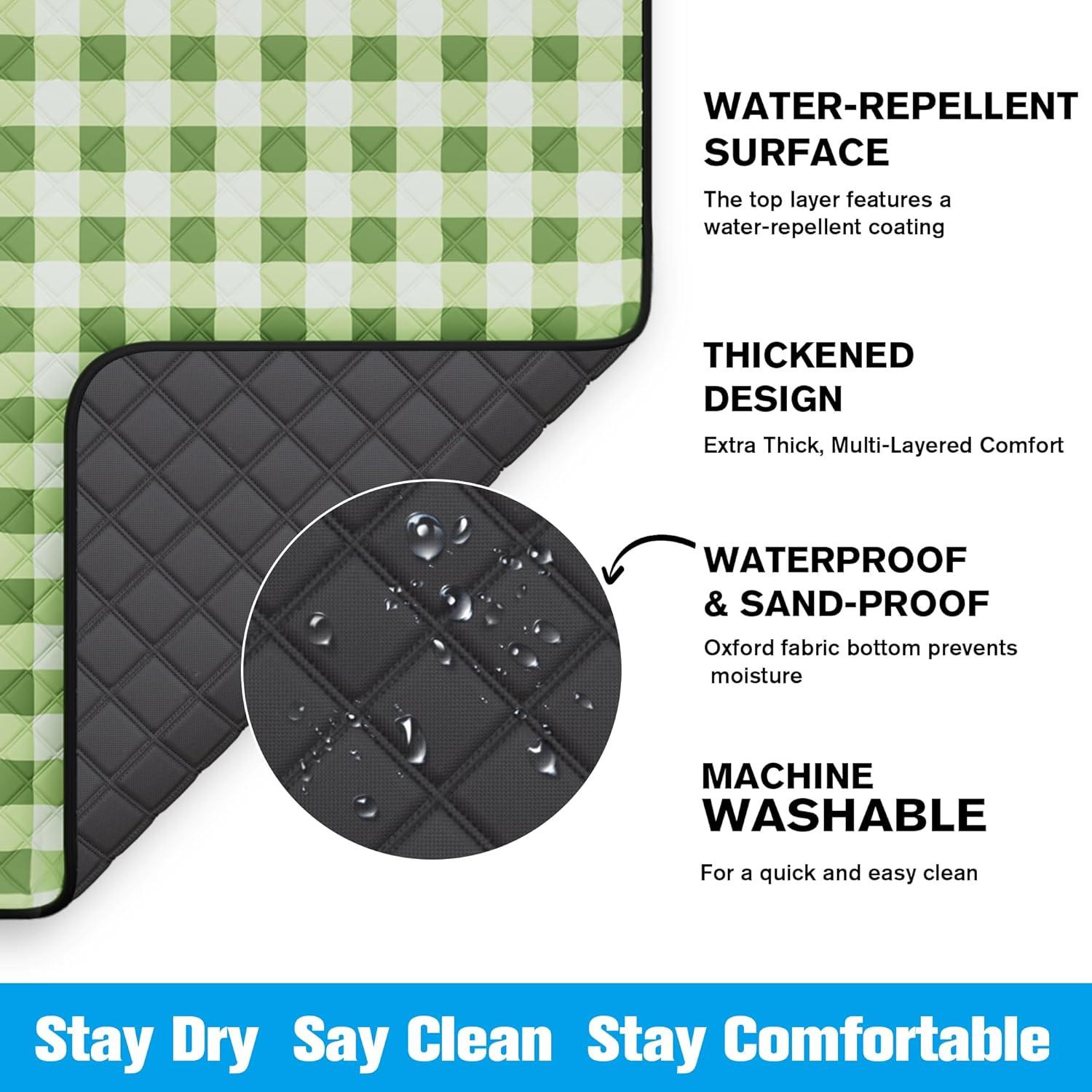 Manta de Picnic Plegable TigeJoy Impermeable 203x203cm Verde