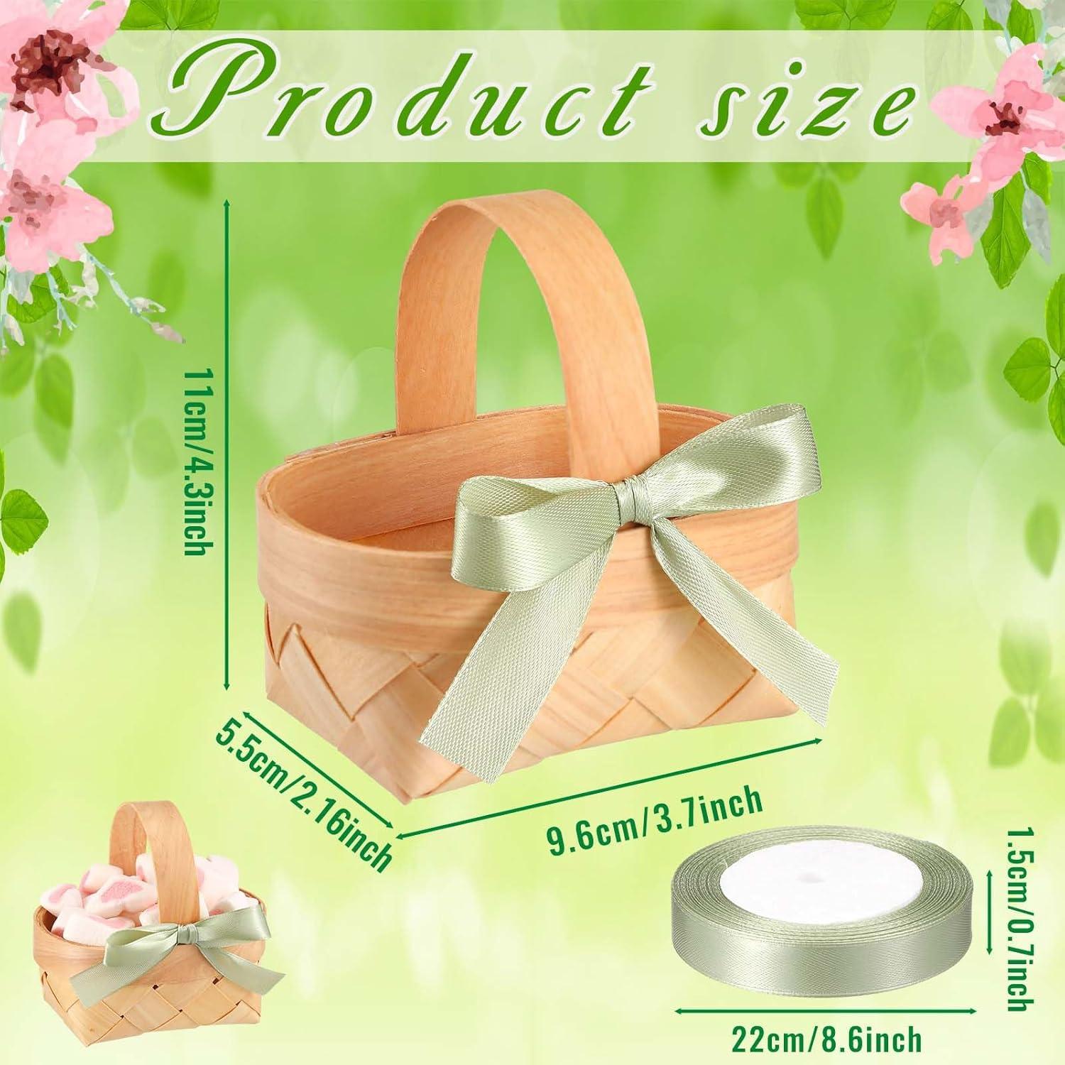 Cestas Mini Tejidas Geelin 12 Pcs Verde Salvia con Mangos