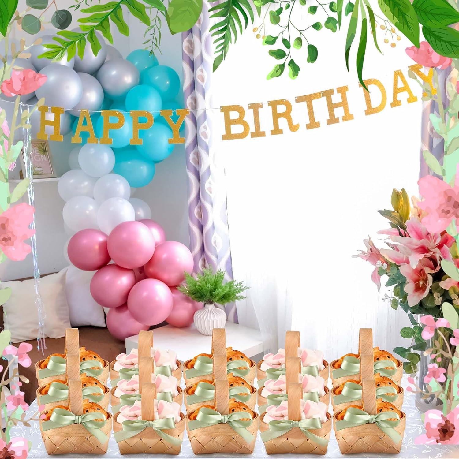 Cestas Mini Tejidas Geelin 12 Pcs Verde Salvia con Mangos