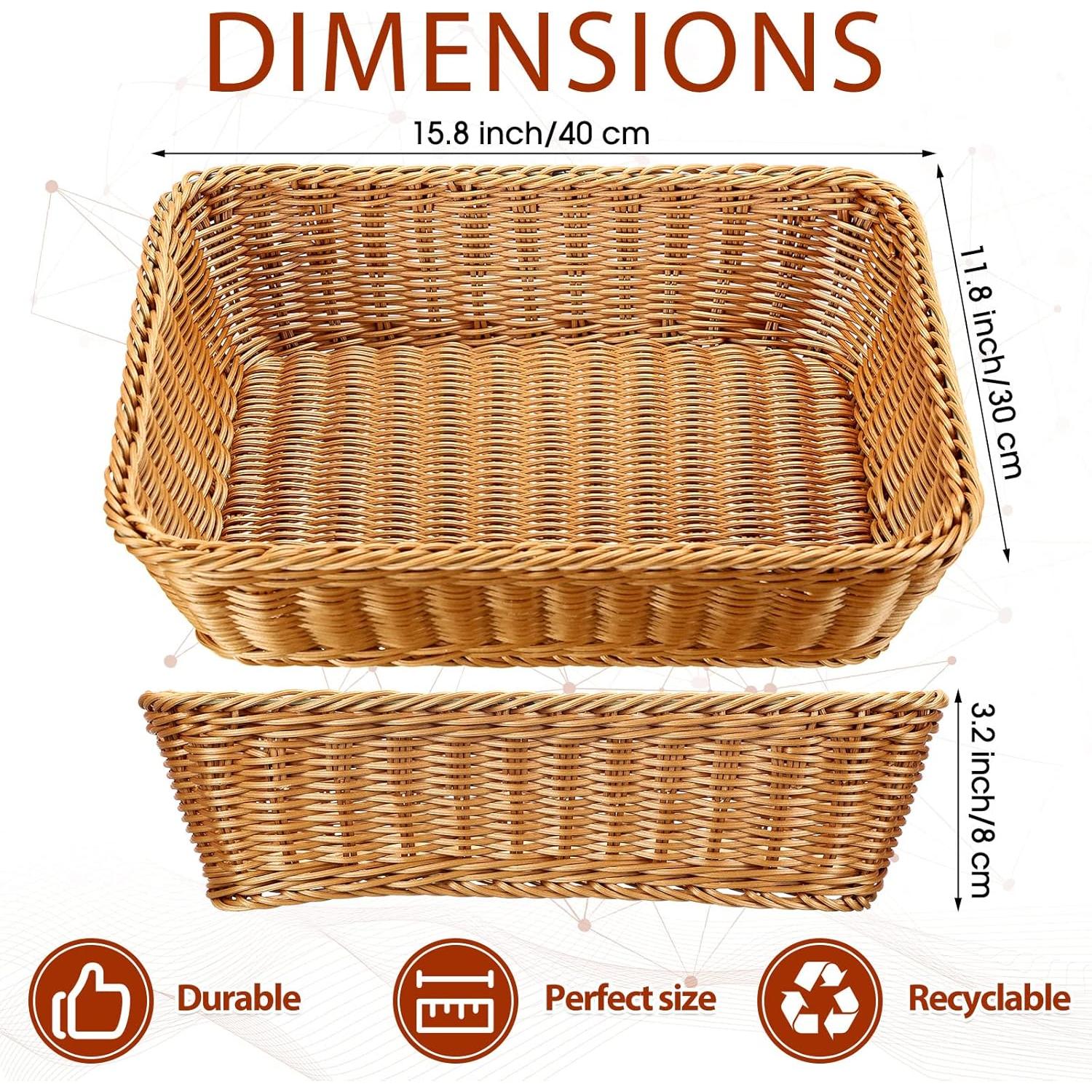 Cestas de Pan de Mimbre Eccliy 40.1x30x8.1 cm 6 Piezas