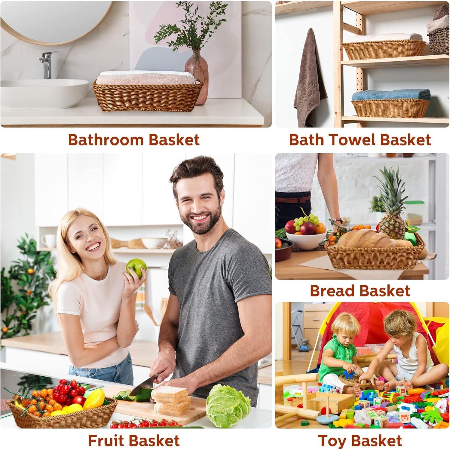 Cestas de Pan de Mimbre Eccliy 40.1x30x8.1 cm 6 Piezas