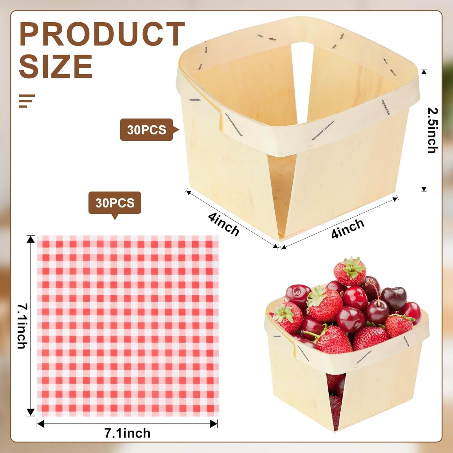 Cestas de Madera Thyle 30 Pcs 10.2x10.2x6.5 cm Rojo