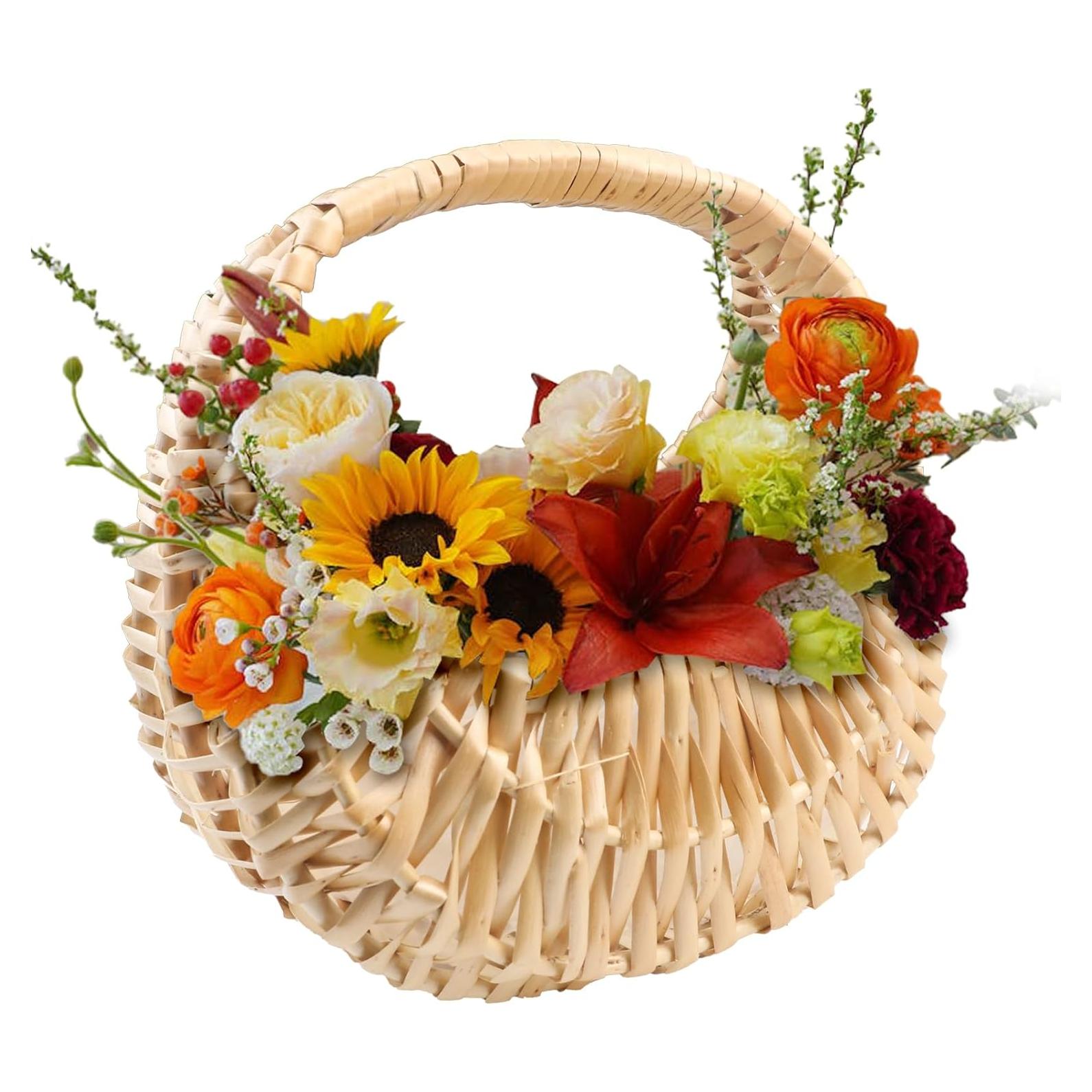 Cesta de Mimbre Media Luna OXDFK 18x17x11 cm Decorativa