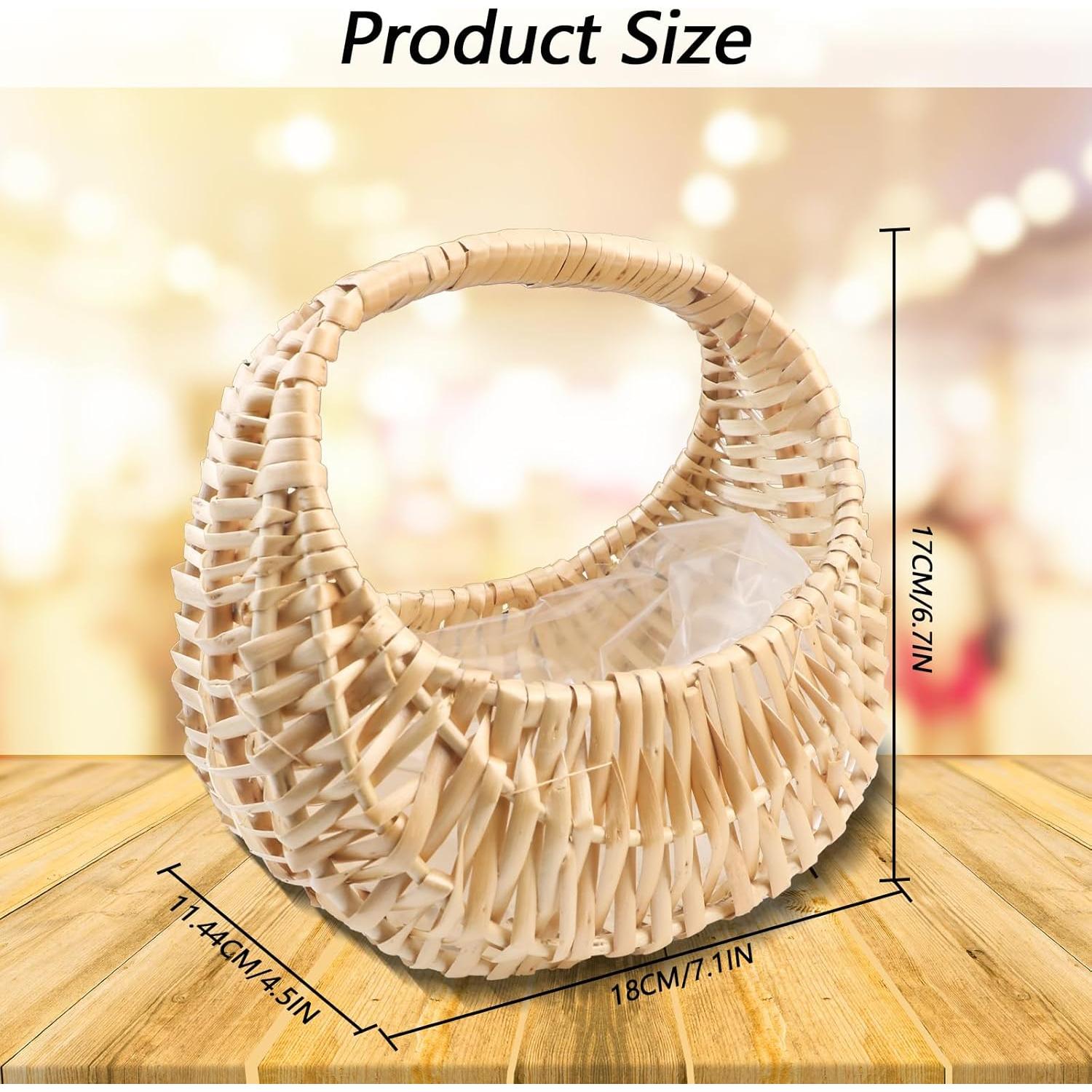 Cesta de Mimbre Media Luna OXDFK 18x17x11 cm Decorativa