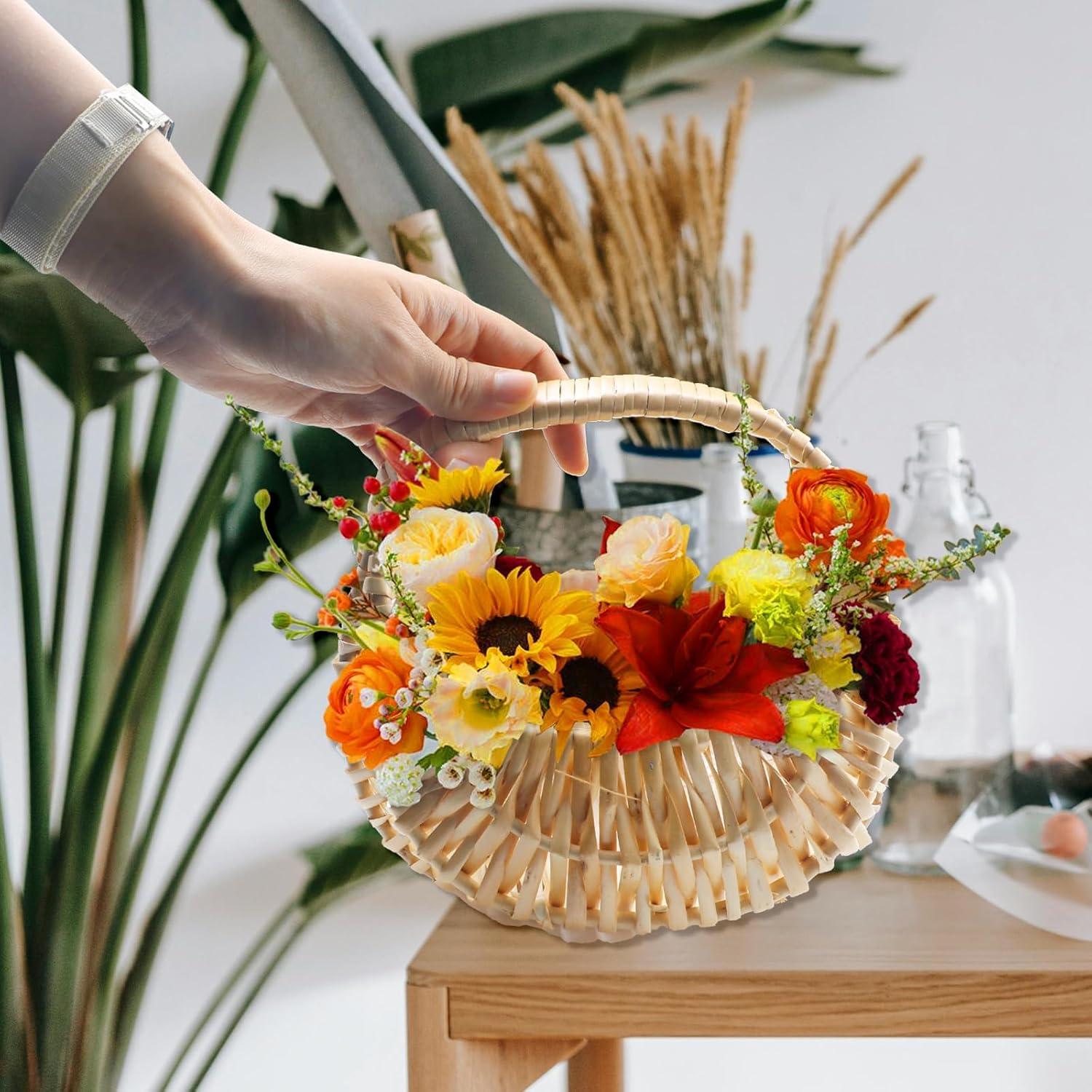 Cesta de Mimbre Media Luna OXDFK 18x17x11 cm Decorativa