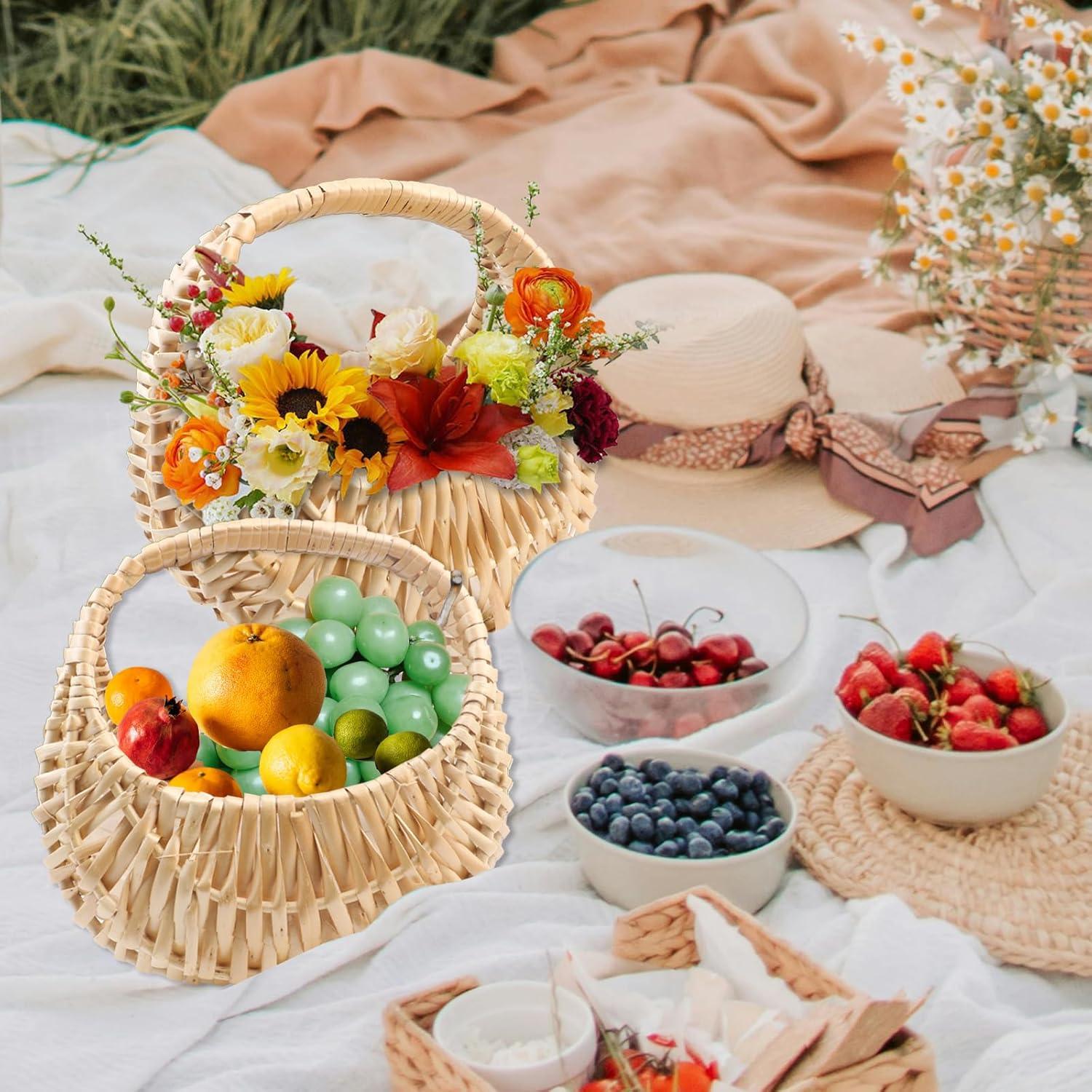 Cesta de Mimbre Media Luna OXDFK 18x17x11 cm Decorativa