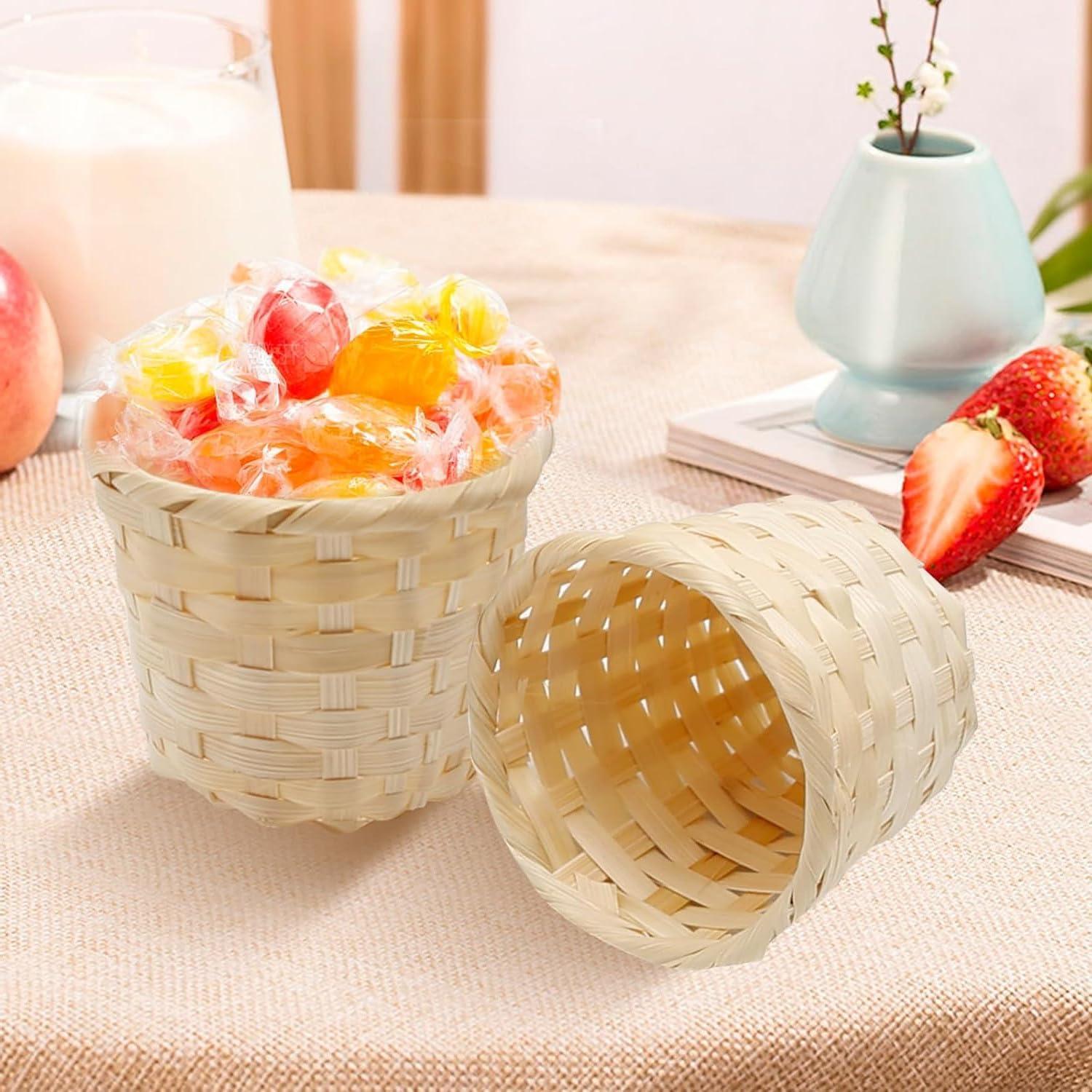 10 Mini Cestas de Madera Tejidas Shibeiparts 9x7.5cm