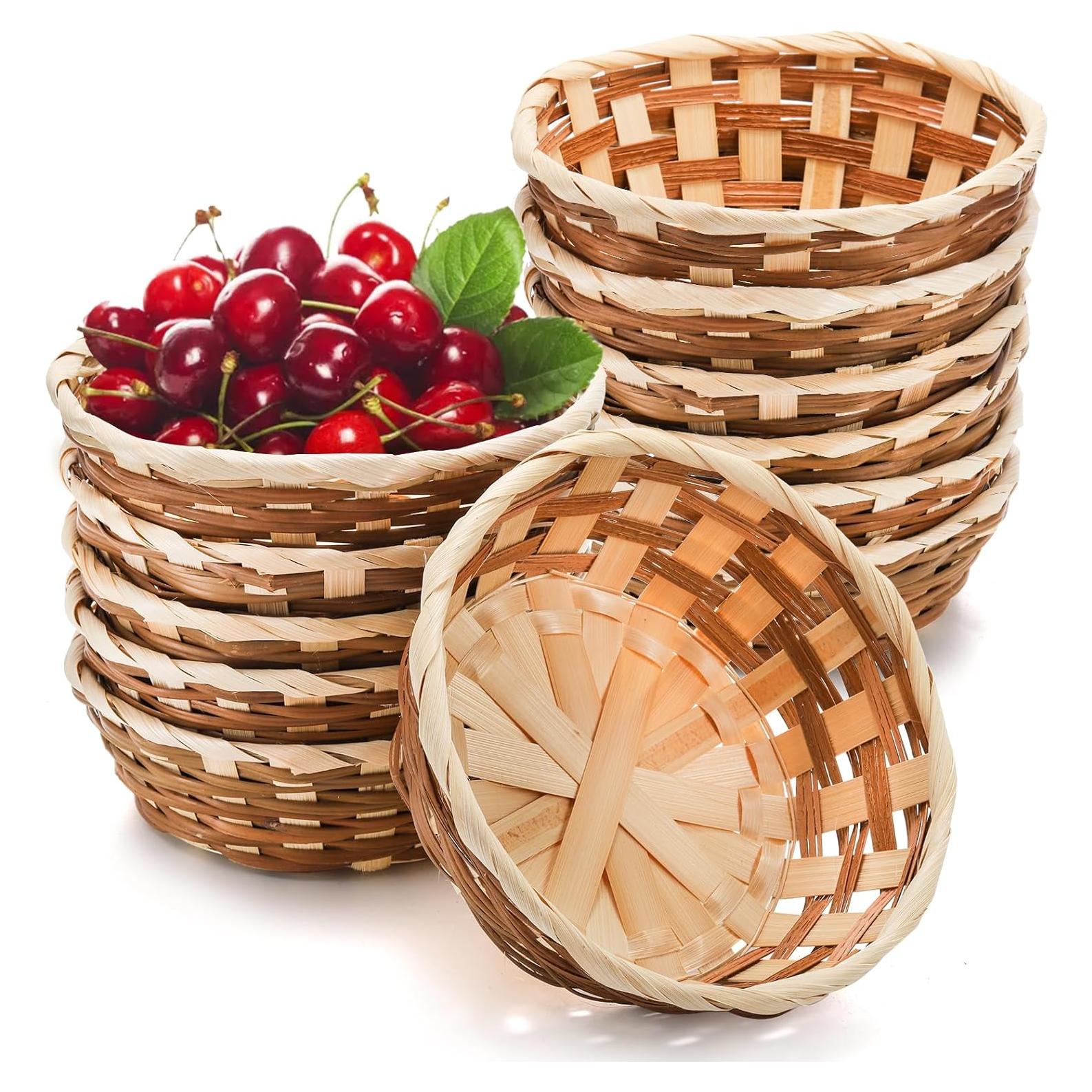 Cestas de Regalo Redondas Nicunom 12 Piezas de Bambú 17.78 cm