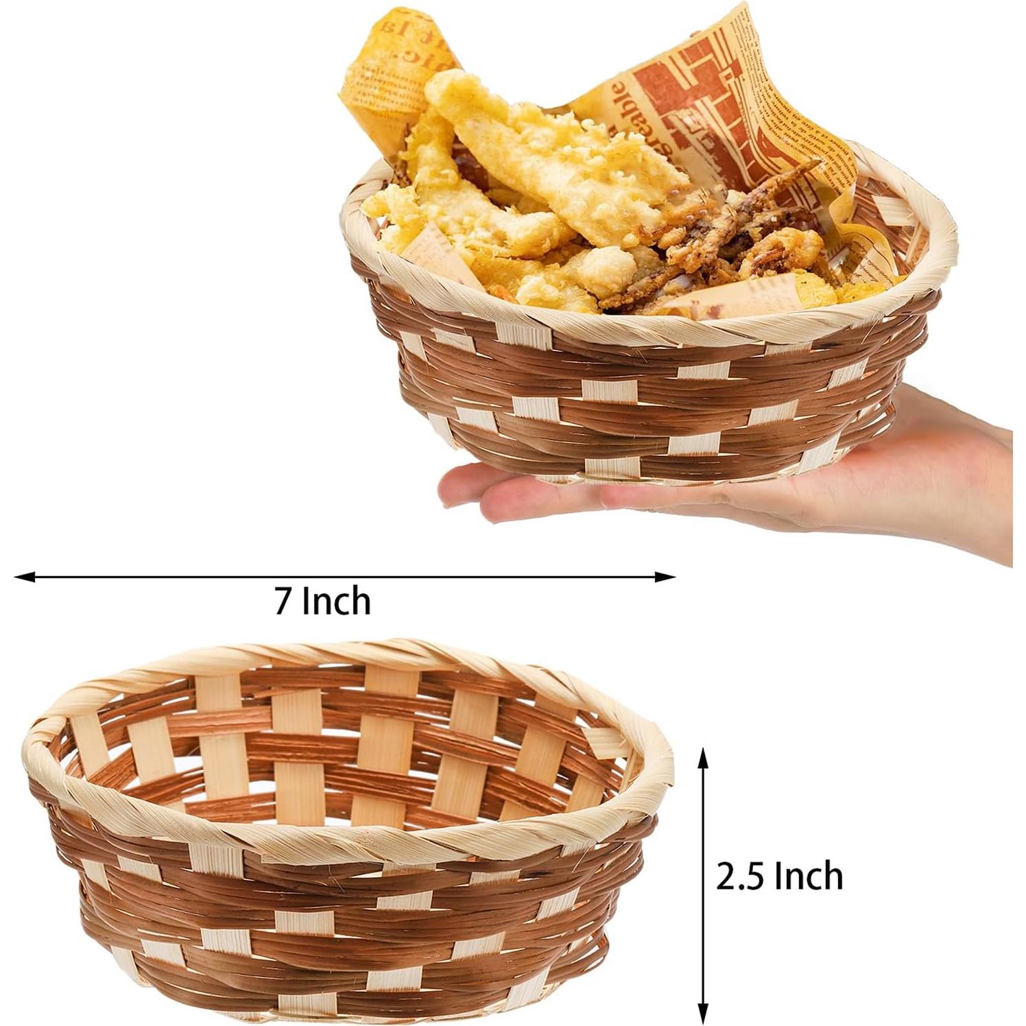 Cestas de Regalo Redondas Nicunom 12 Piezas de Bambú 17.78 cm