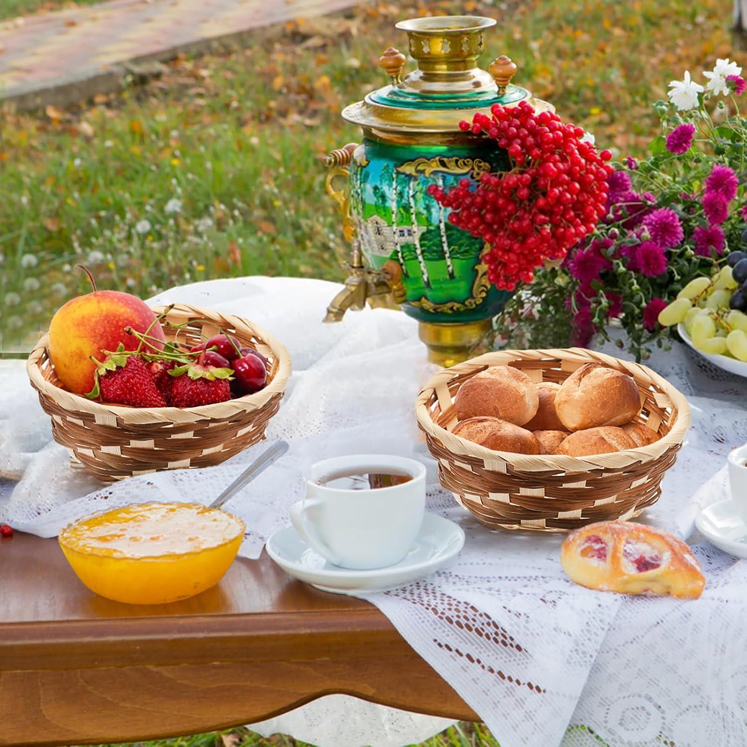 Cestas de Regalo Redondas Nicunom 12 Piezas de Bambú 17.78 cm