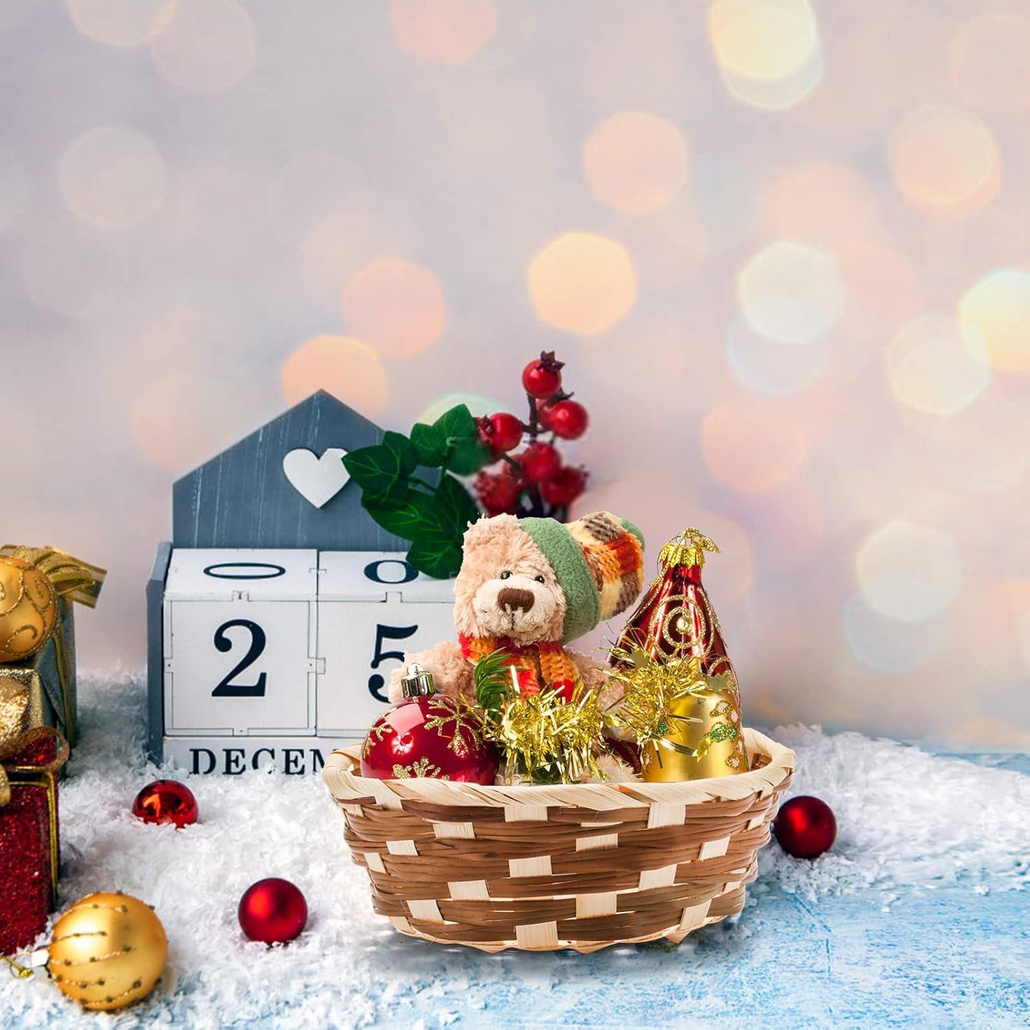 Cestas de Regalo Redondas Nicunom 12 Piezas de Bambú 17.78 cm