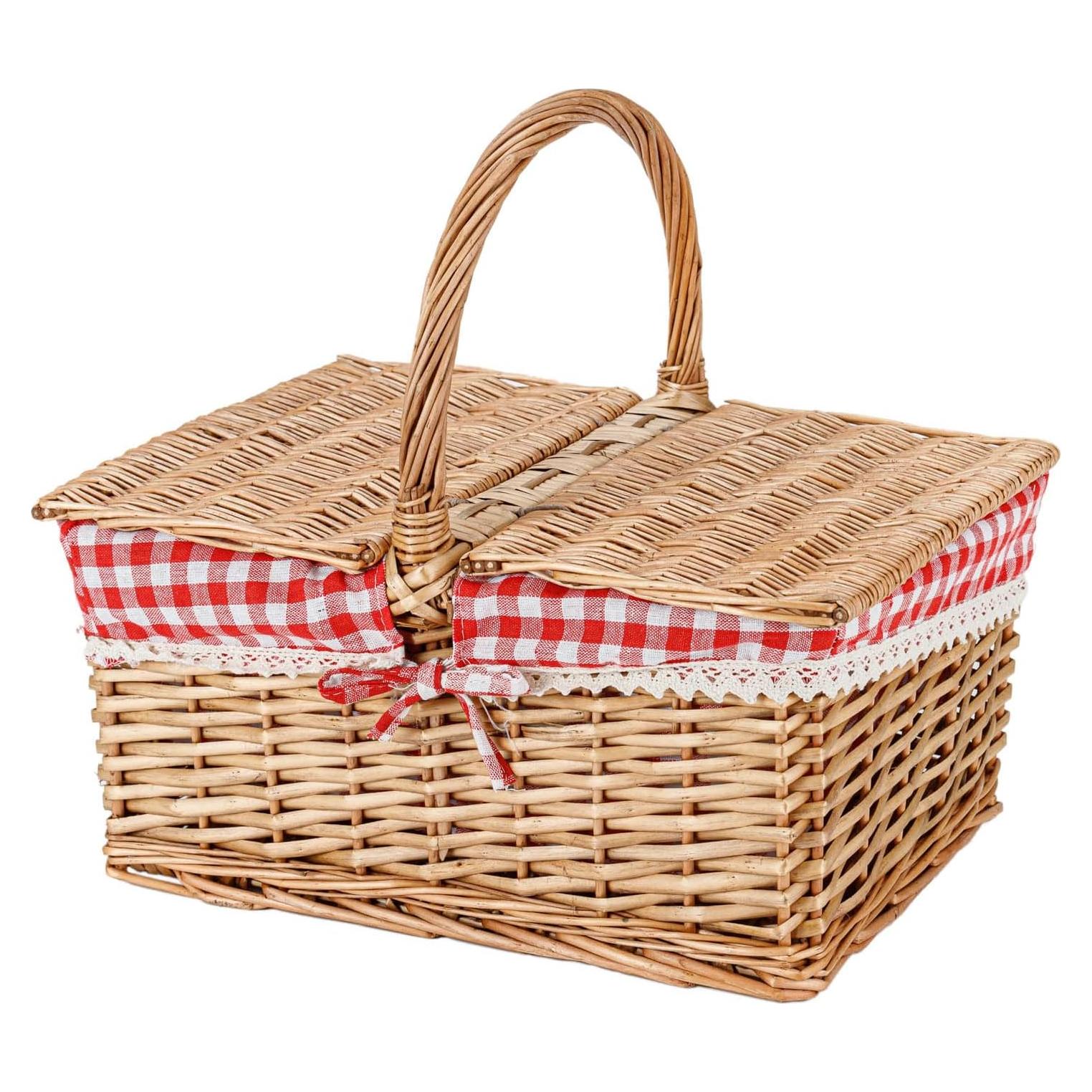 Cesta de Picnic Rectangular THY Collectibles con Doble Tapa 100.6x73.7x48.3 cm