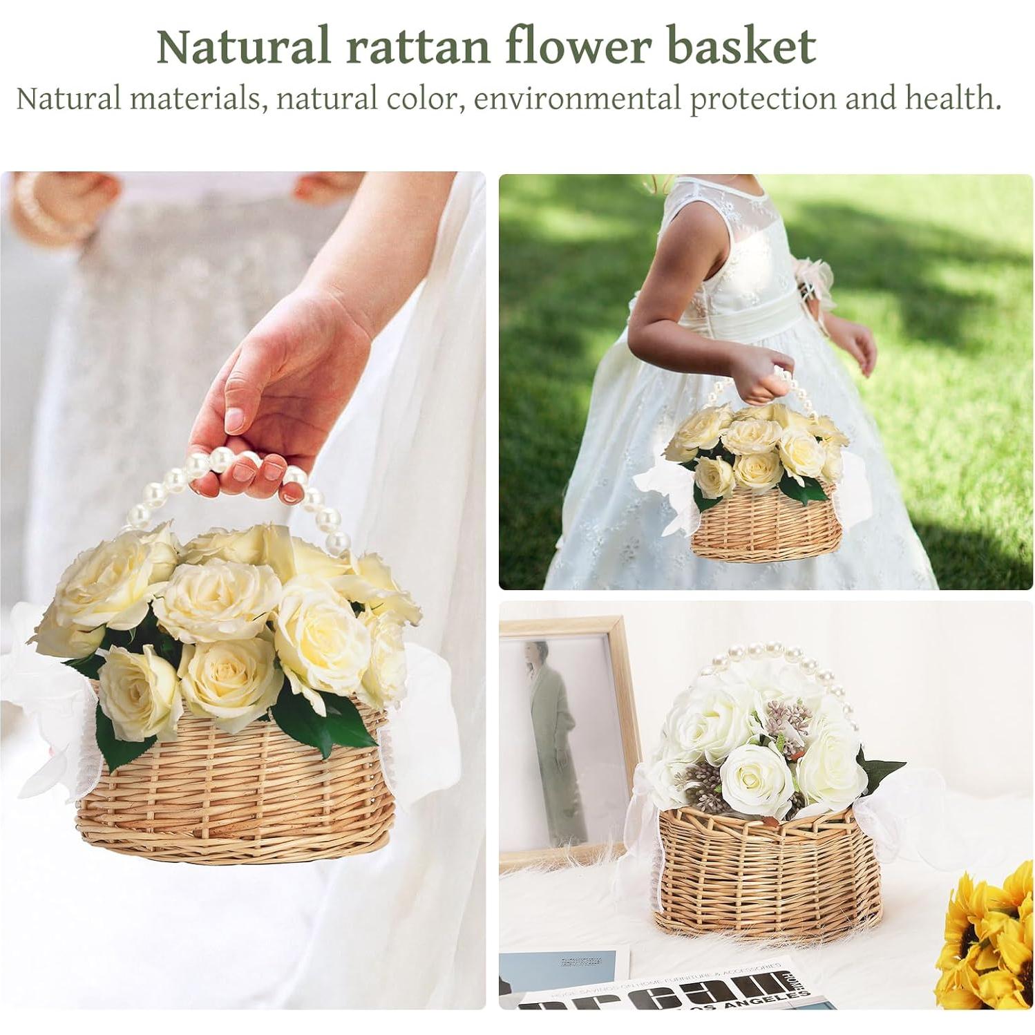 Cesta de Flores para Niña de Boda TITA-DONG 30cm Mimbre