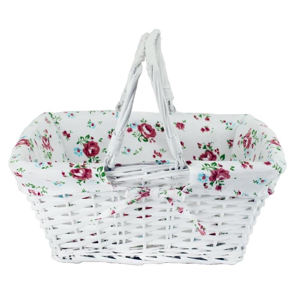 Cesta de Almacenamiento KINGWILLOW Mimbre Blanca 34.5x26x27.9 cm