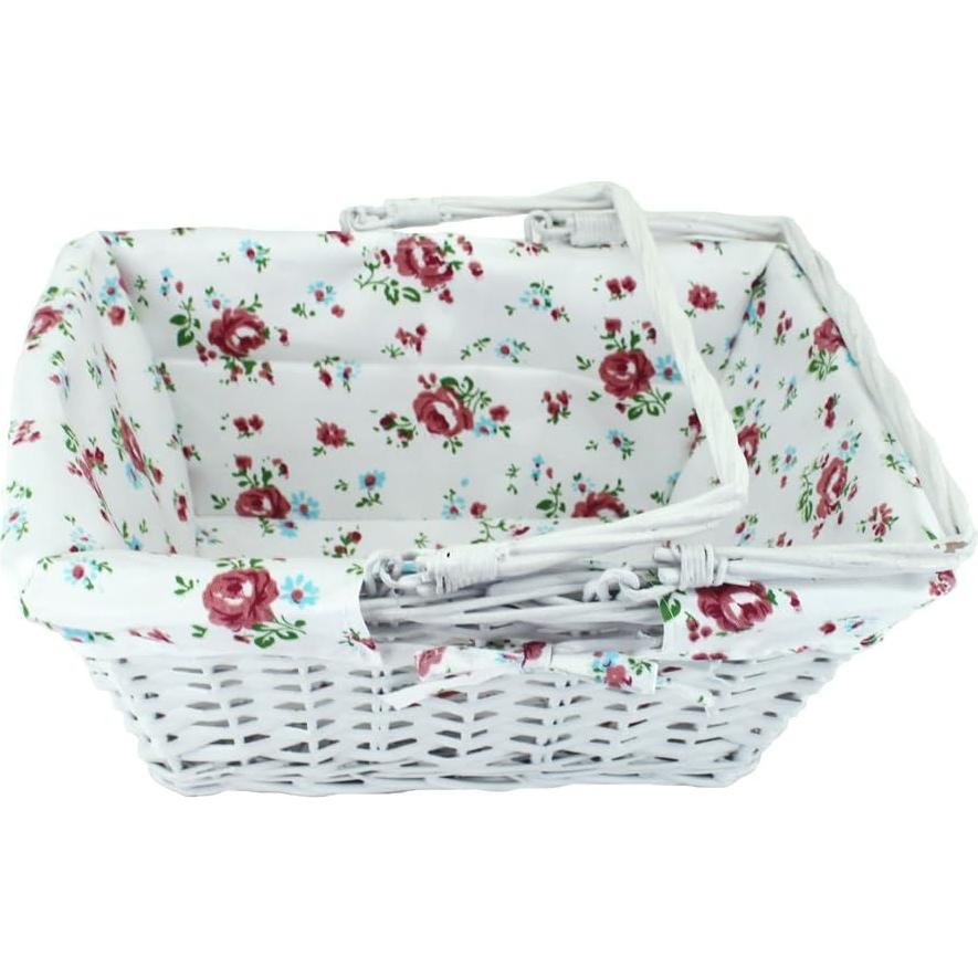 Cesta de Almacenamiento KINGWILLOW Mimbre Blanca 34.5x26x27.9 cm