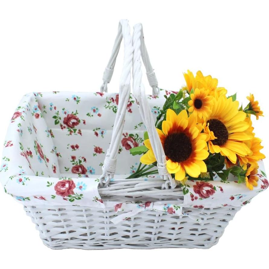 Cesta de Almacenamiento KINGWILLOW Mimbre Blanca 34.5x26x27.9 cm