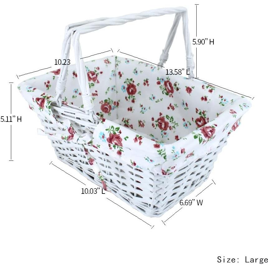 Cesta de Almacenamiento KINGWILLOW Mimbre Blanca 34.5x26x27.9 cm