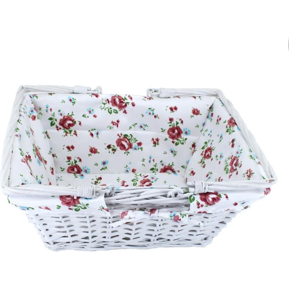 Cesta de Almacenamiento KINGWILLOW Mimbre Blanca 34.5x26x27.9 cm