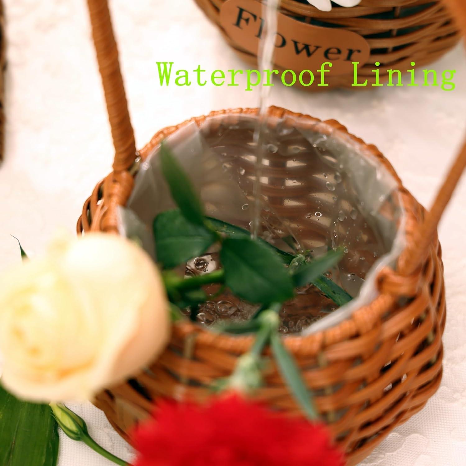 Juego de 4 Cestas de Flores QENUIITEA Imitación Mimbre 29x12cm