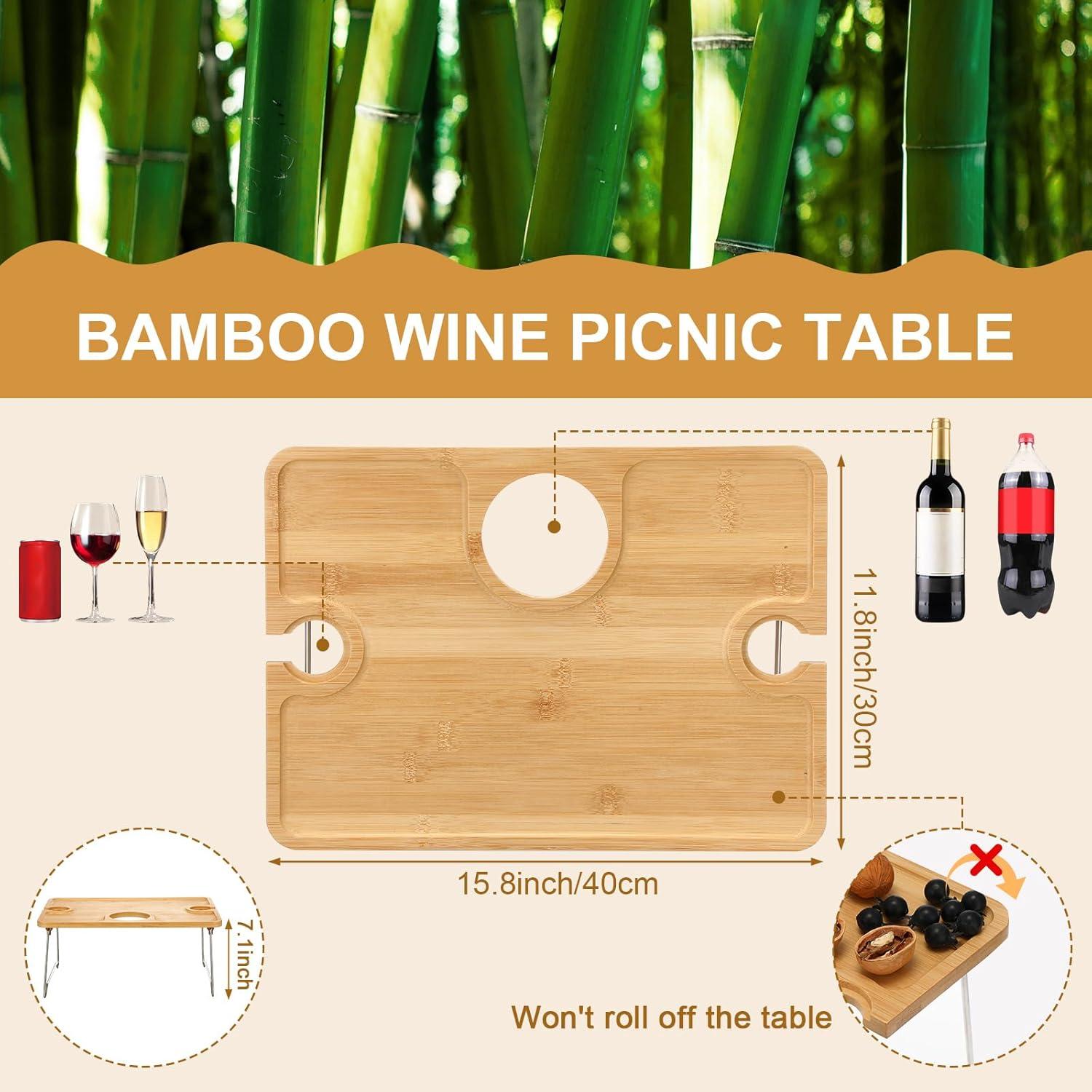 Mesa de picnic plegable Willinglong con bandeja de bambú 2 personas