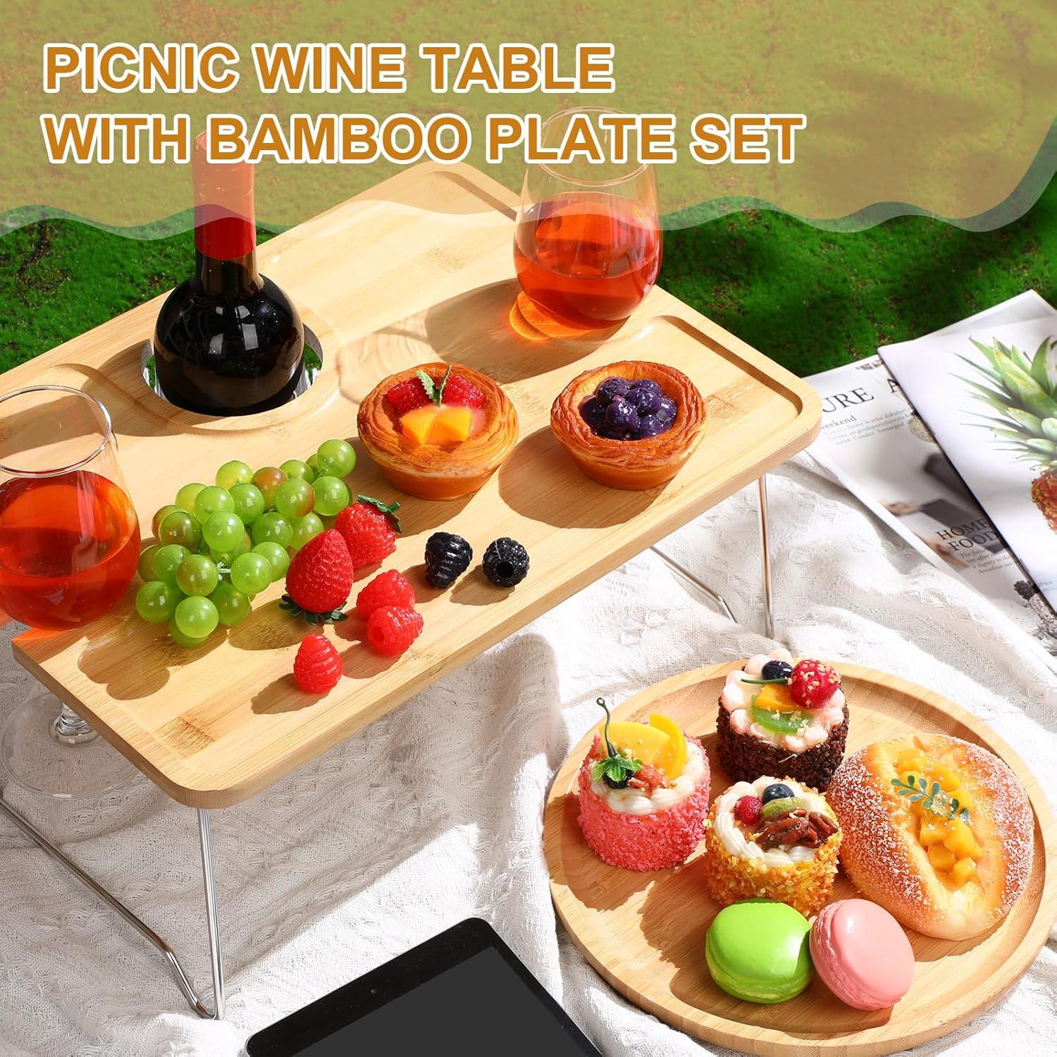Mesa de picnic plegable Willinglong con bandeja de bambú 2 personas